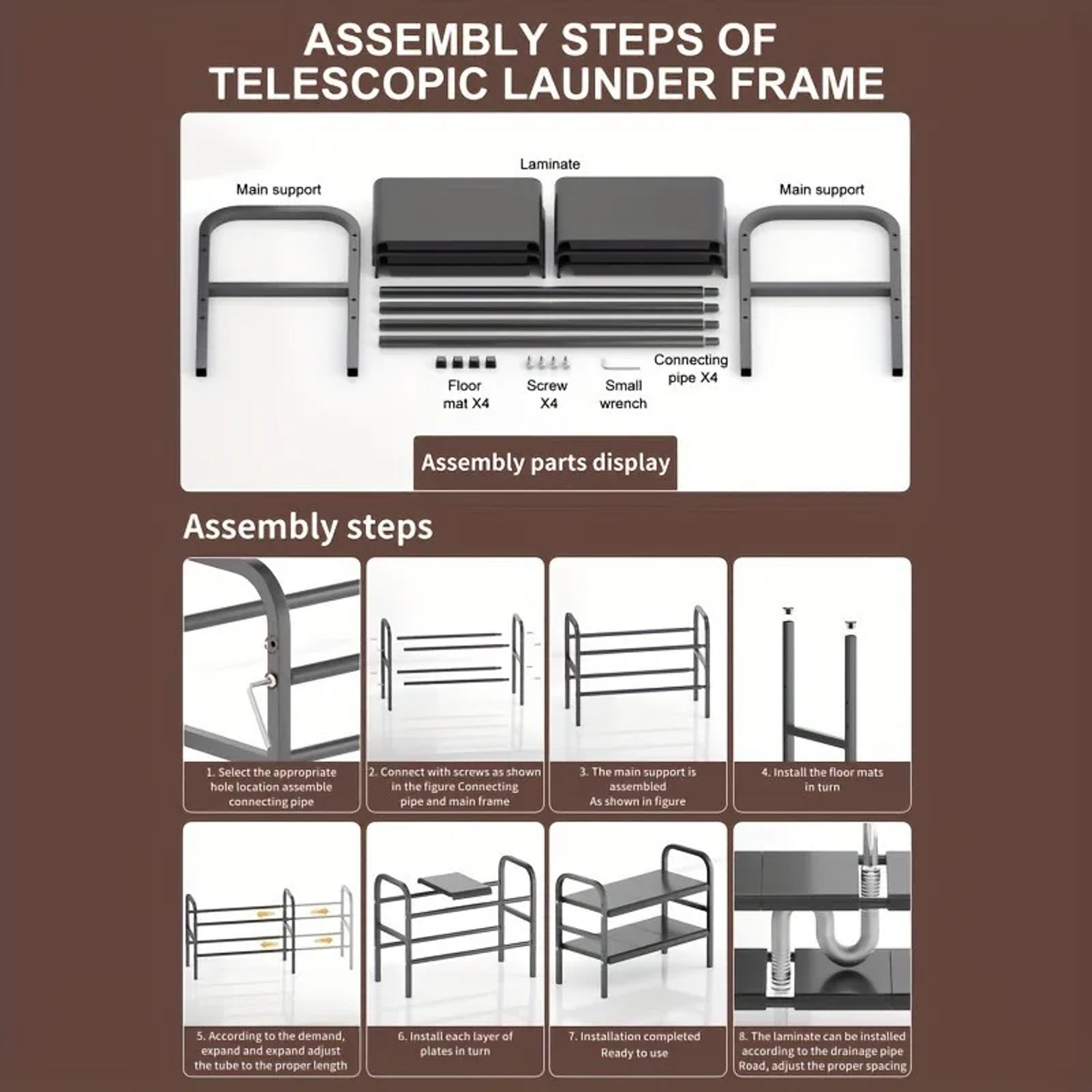 Expandable Under Sink Organizer Adjustable Cabinet Storage Rack 4