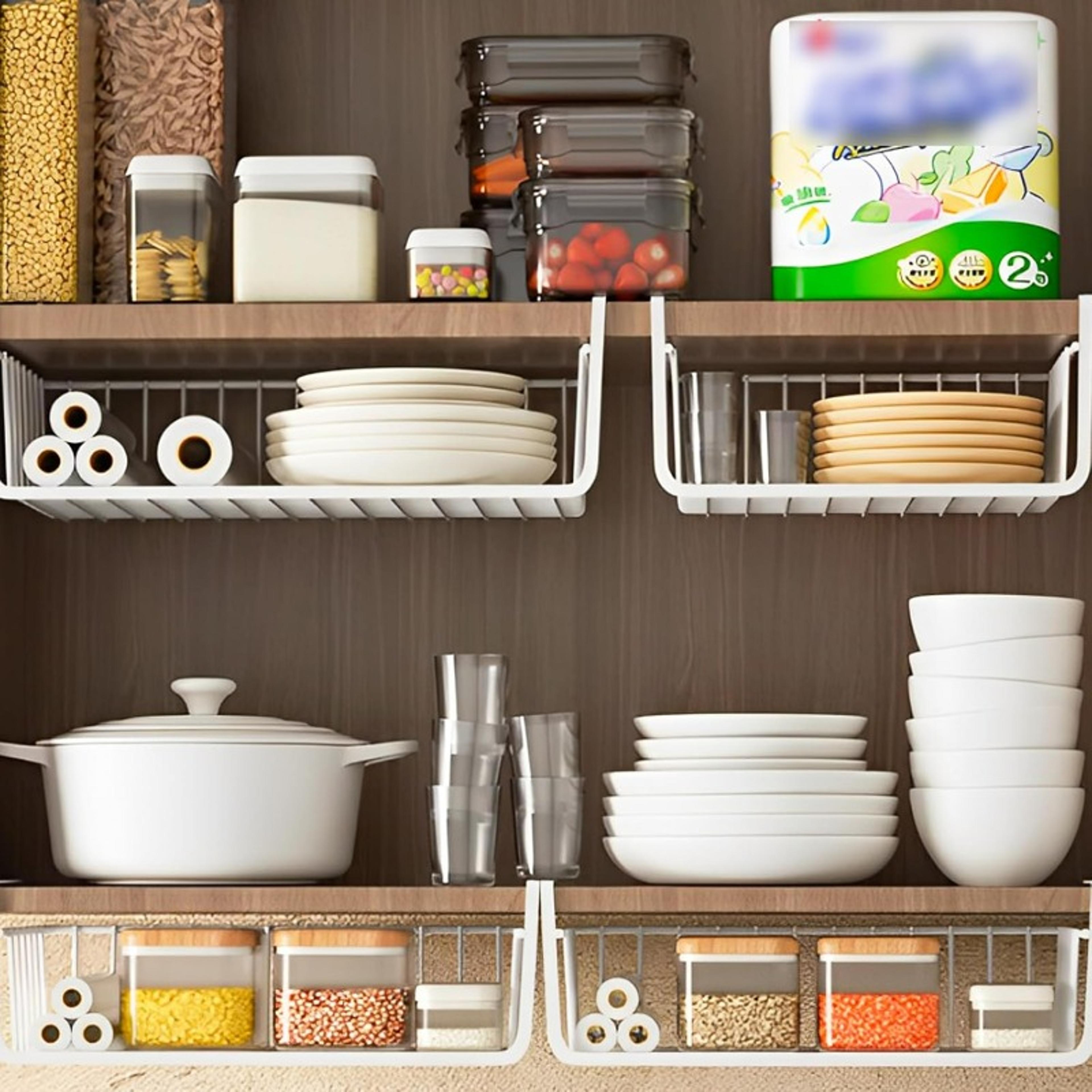 Under Shelf Storage Basket Iron Hanging Mesh Organizer For Kitchen And Closet 4