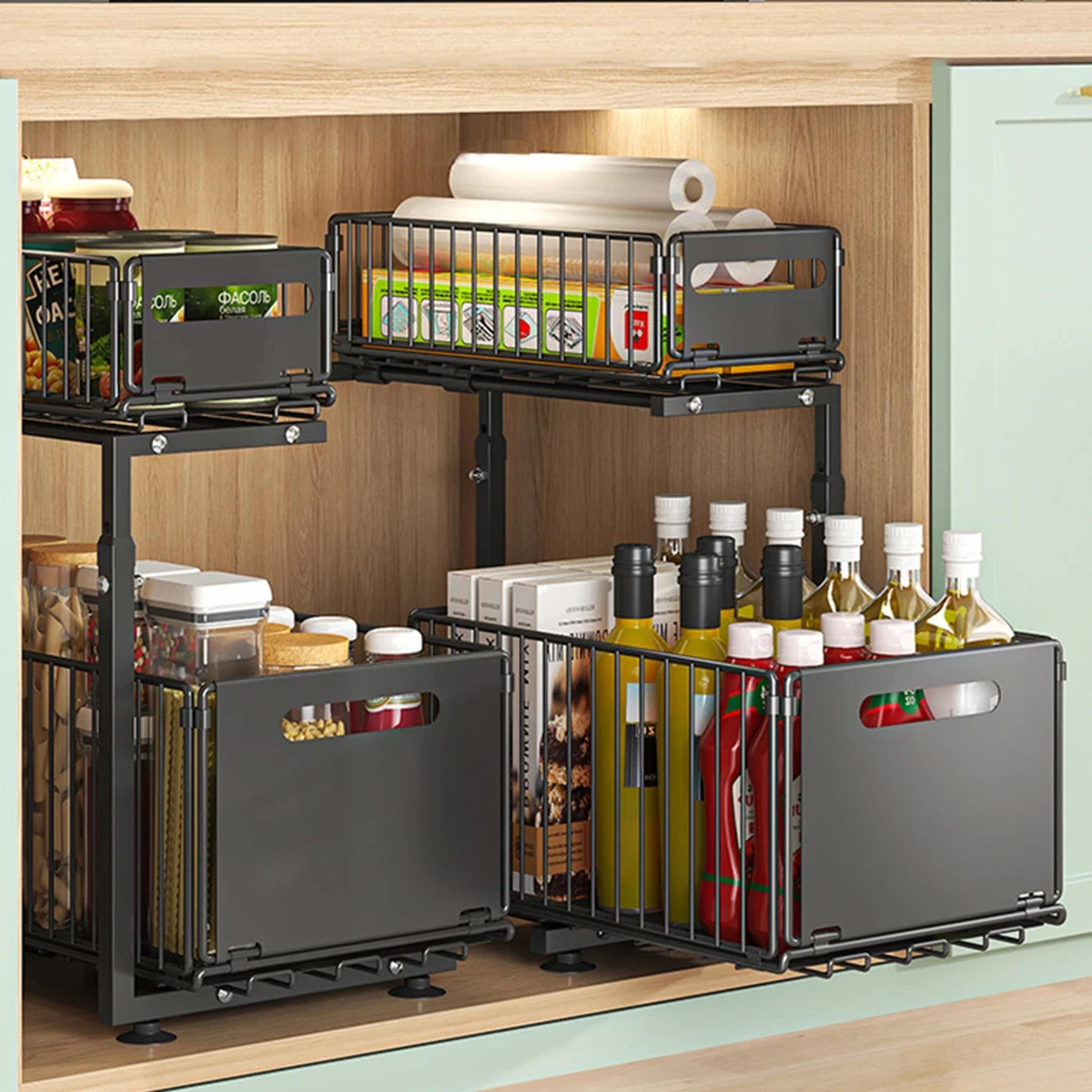 pull out under sink organizer adjustable cabinet shelf