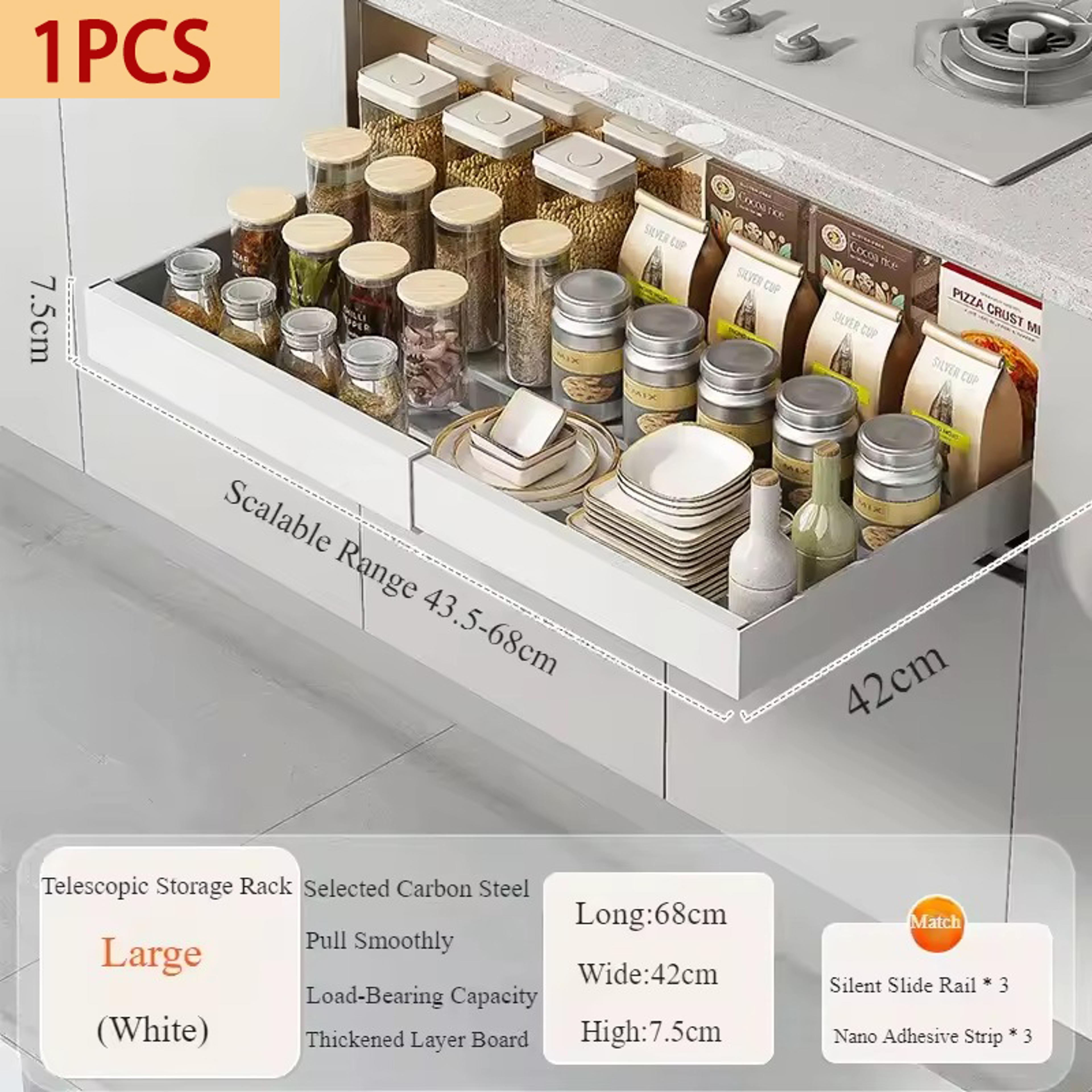 Expandable Pull Out Cabinet Organizer No Drill Under Sink Storage Drawer 7