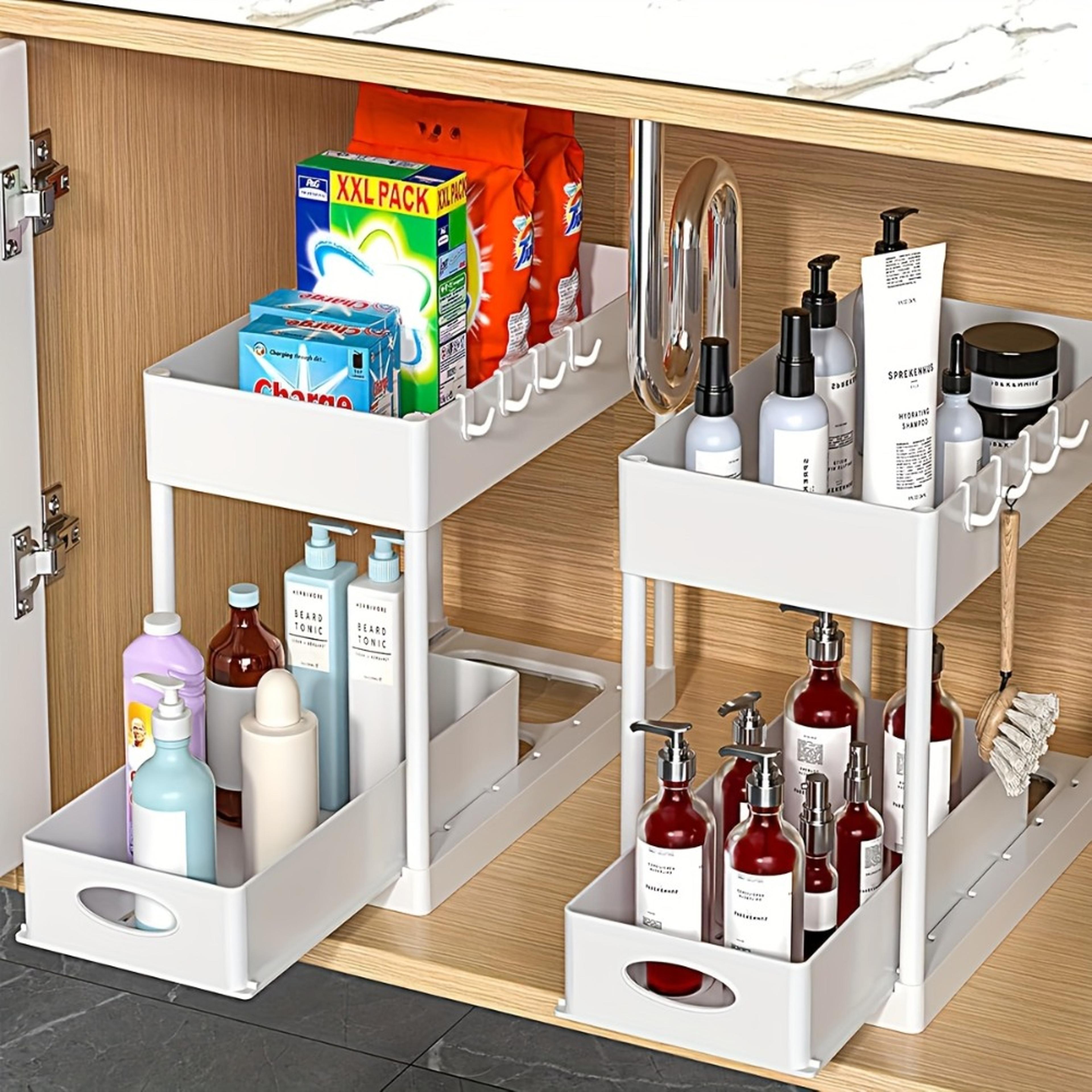Sliding Under Sink Organizer Pull Out Kitchen Bathroom Storage 3