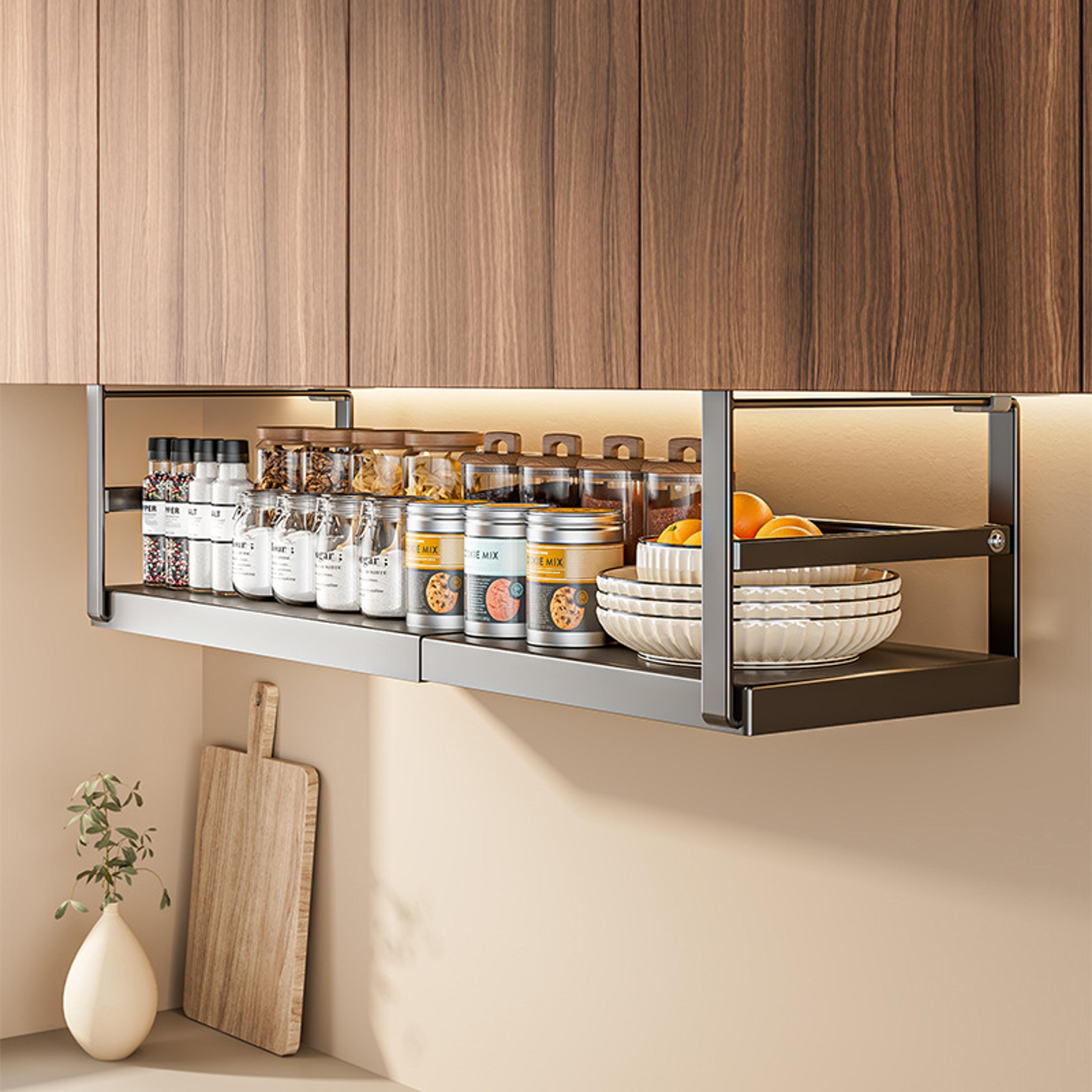 Space Saving Expandable Cabinet Shelf And Under Cabinet Shelf Organizer 1