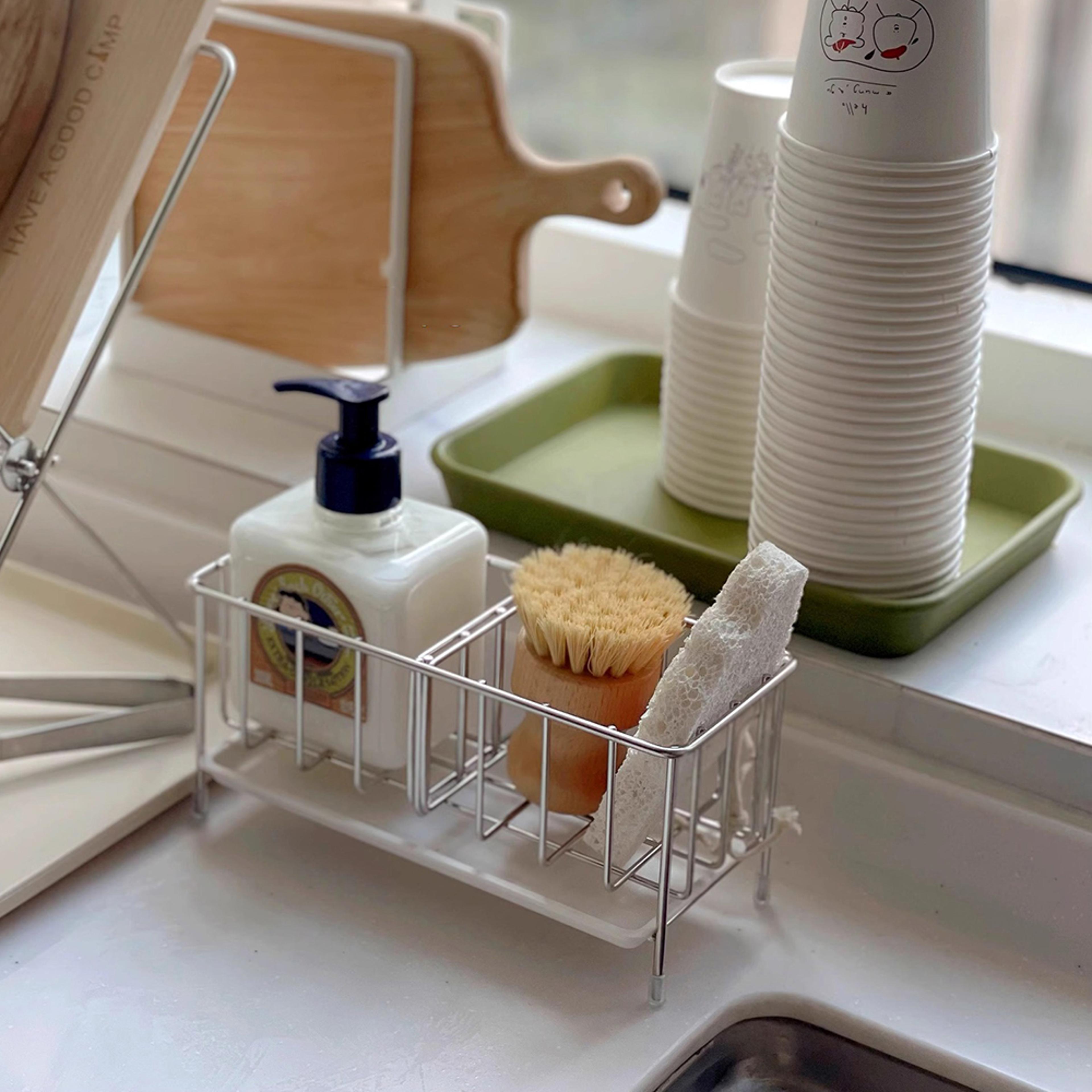 Adjustable Stainless Steel Sink Caddy Sponge Holder Drain Rack 1