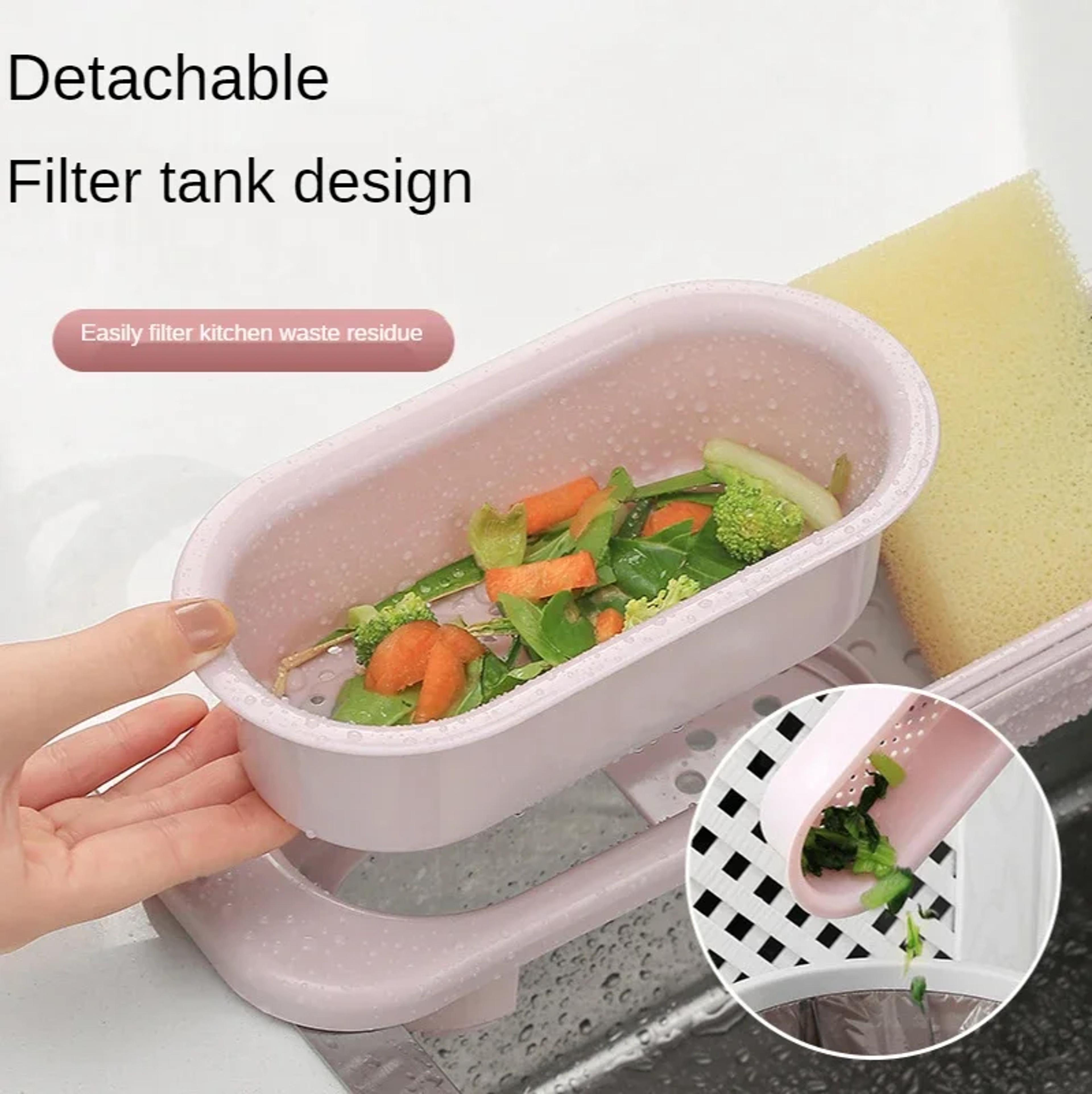 Adjustable Kitchen Sink Drain Basket Telescopic Sink Organizer With Towel Bar 5