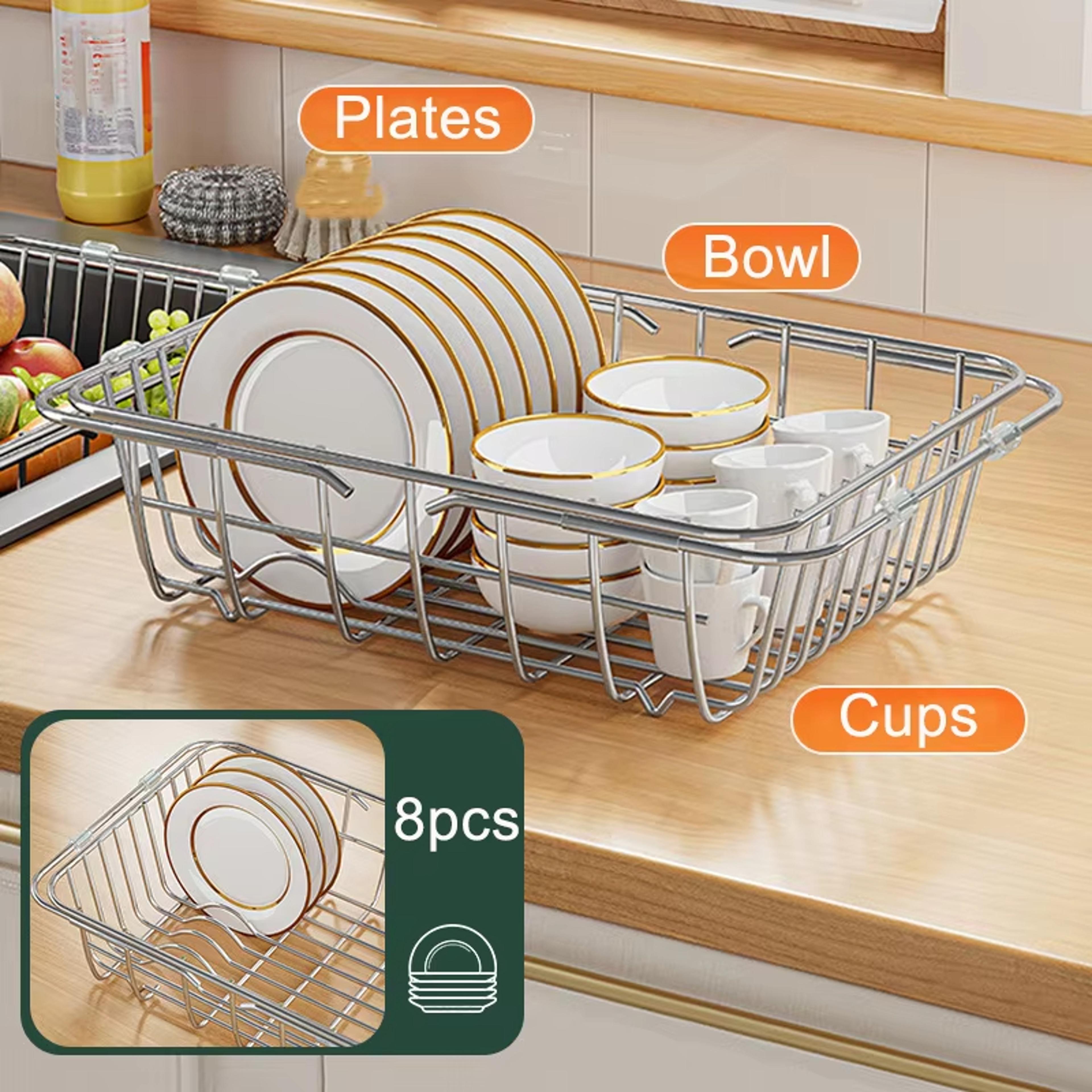 Expandable Stainless Steel Over Sink Drain Basket And Dish Drying Rack 3