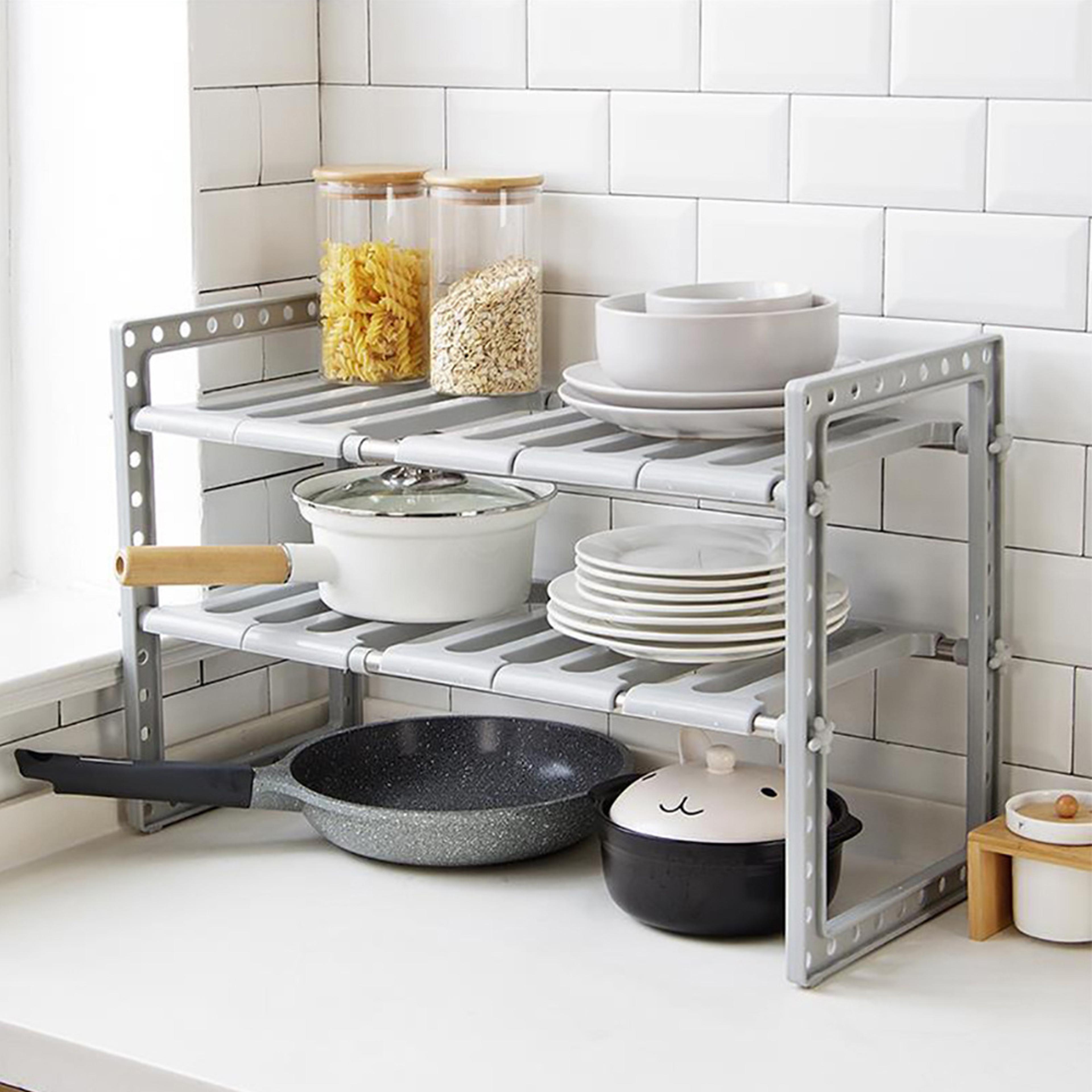 Under Sink Organizer Expandable Cabinet Shelf With Removable Panels 2