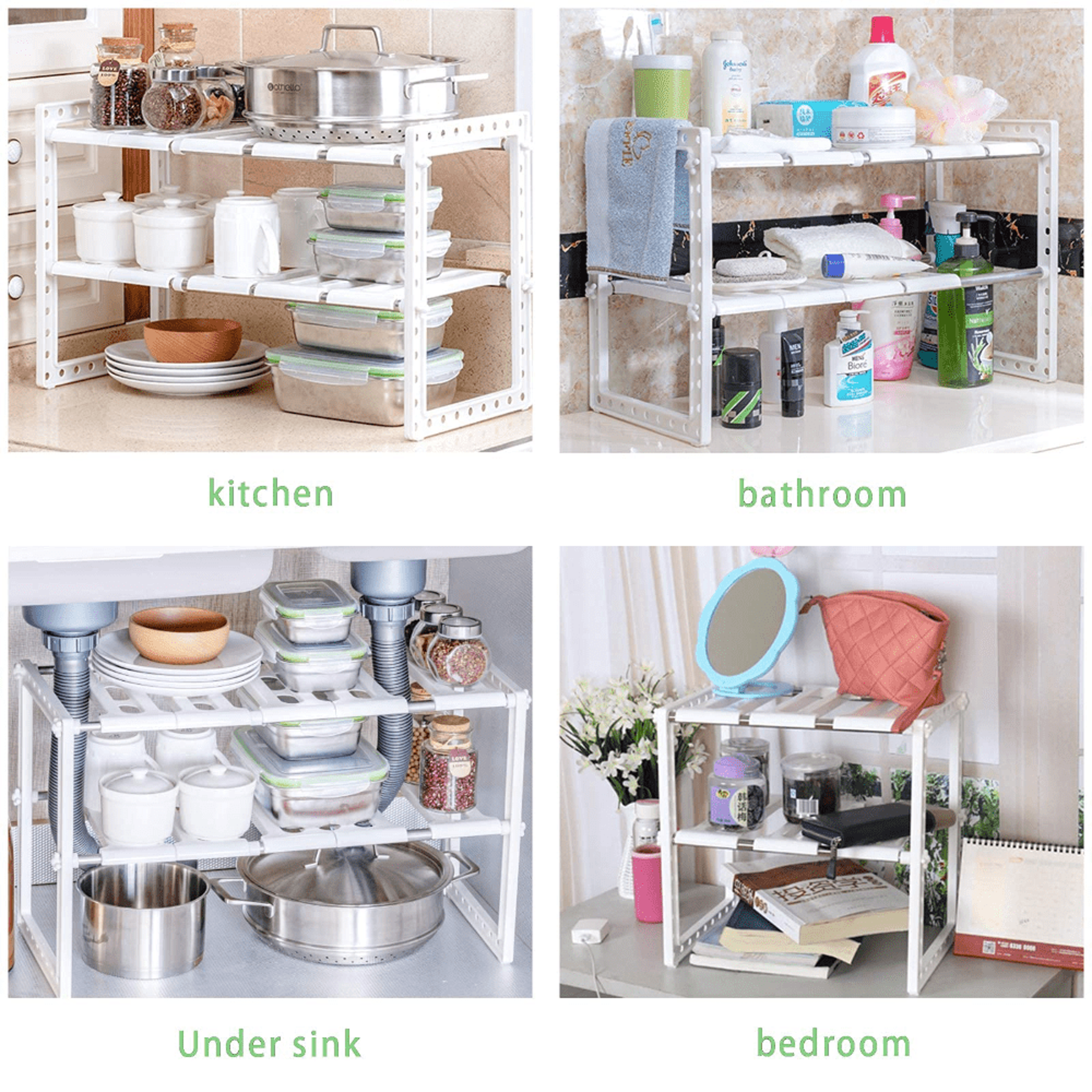Under Sink Organizer Expandable Cabinet Shelf With Removable Panels 3
