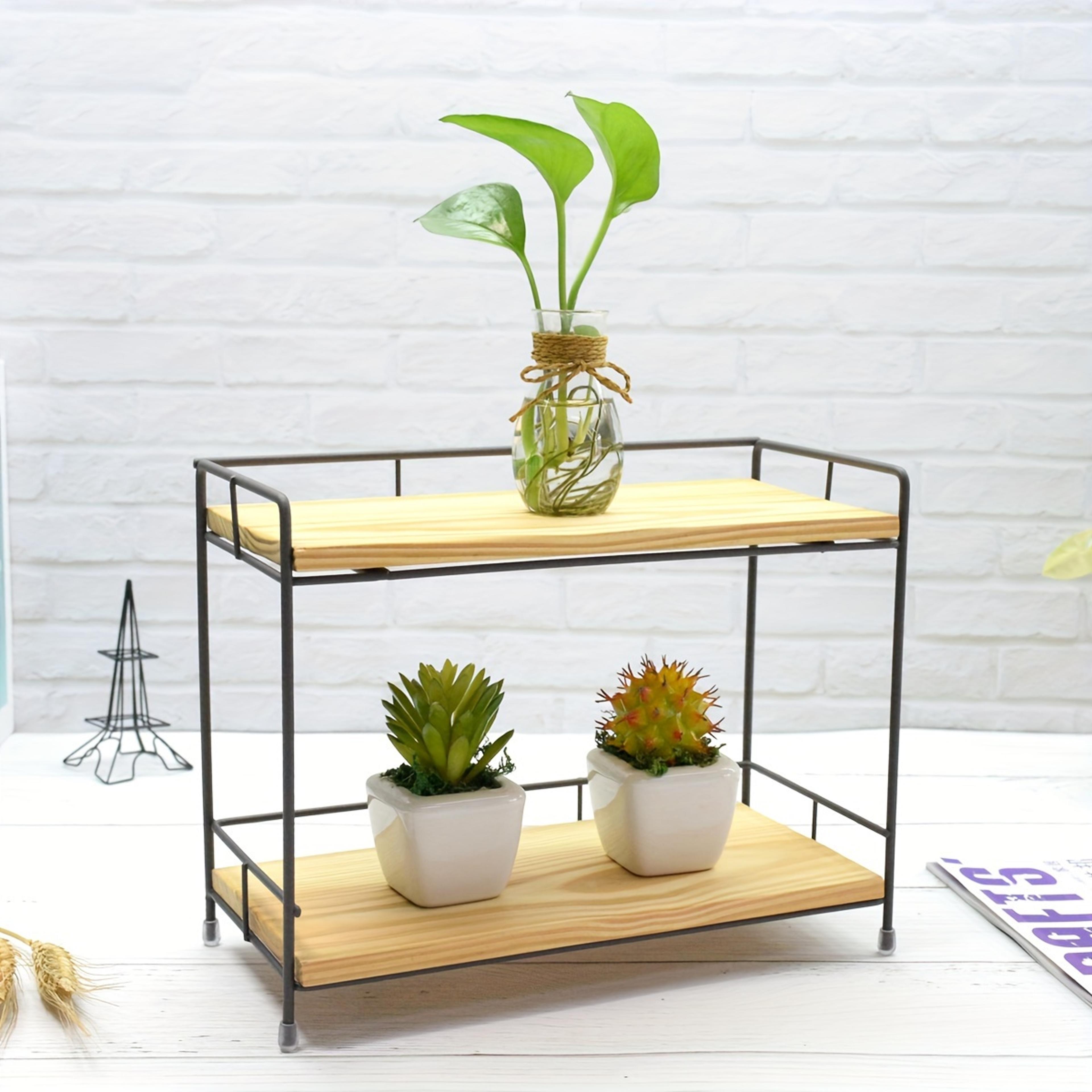 Wood Metal Spice Rack Countertop Organizer For Kitchen And Bathroom 1