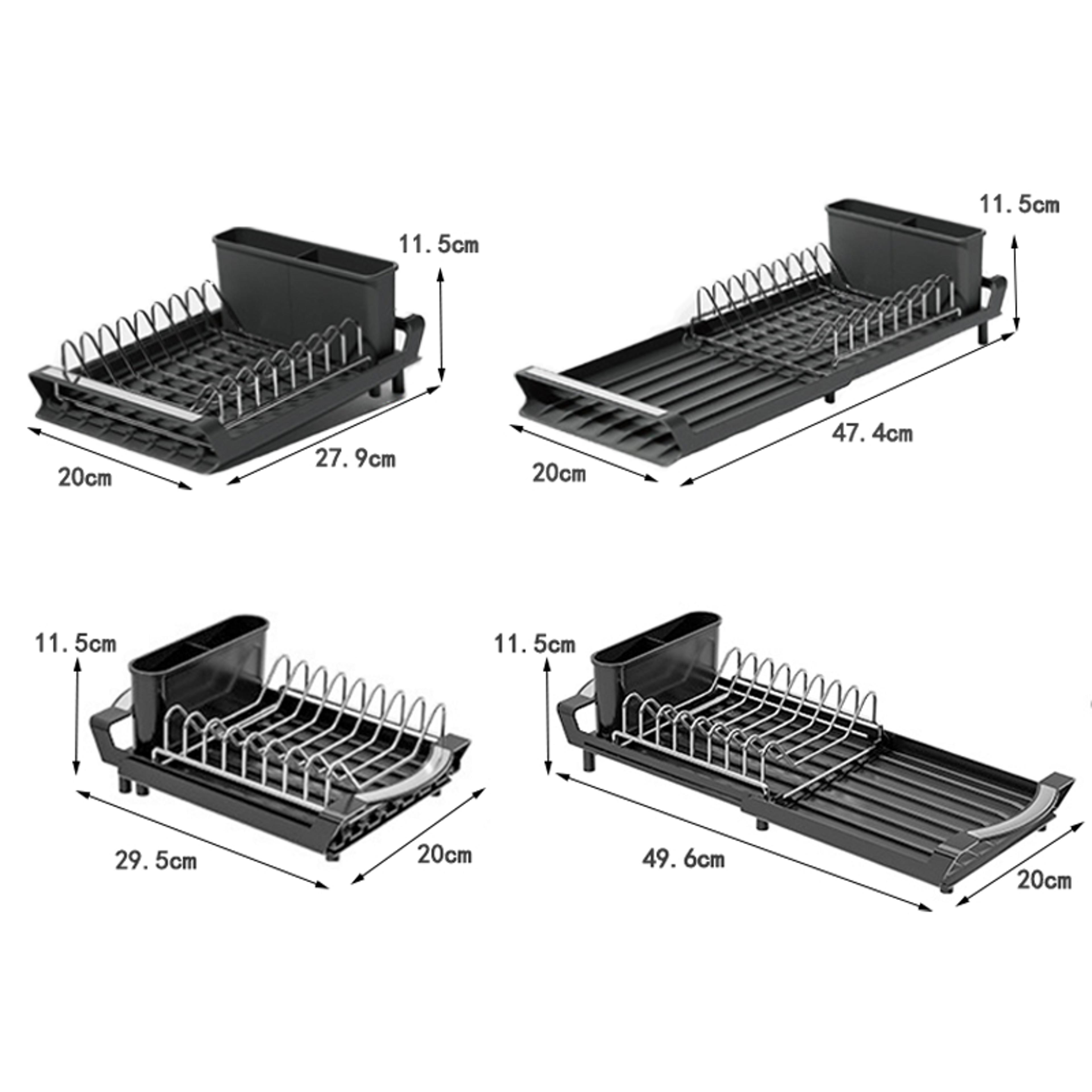 Expandable Dish Drying Rack Compact Countertop Dish Drainer With Cutlery Holder 3