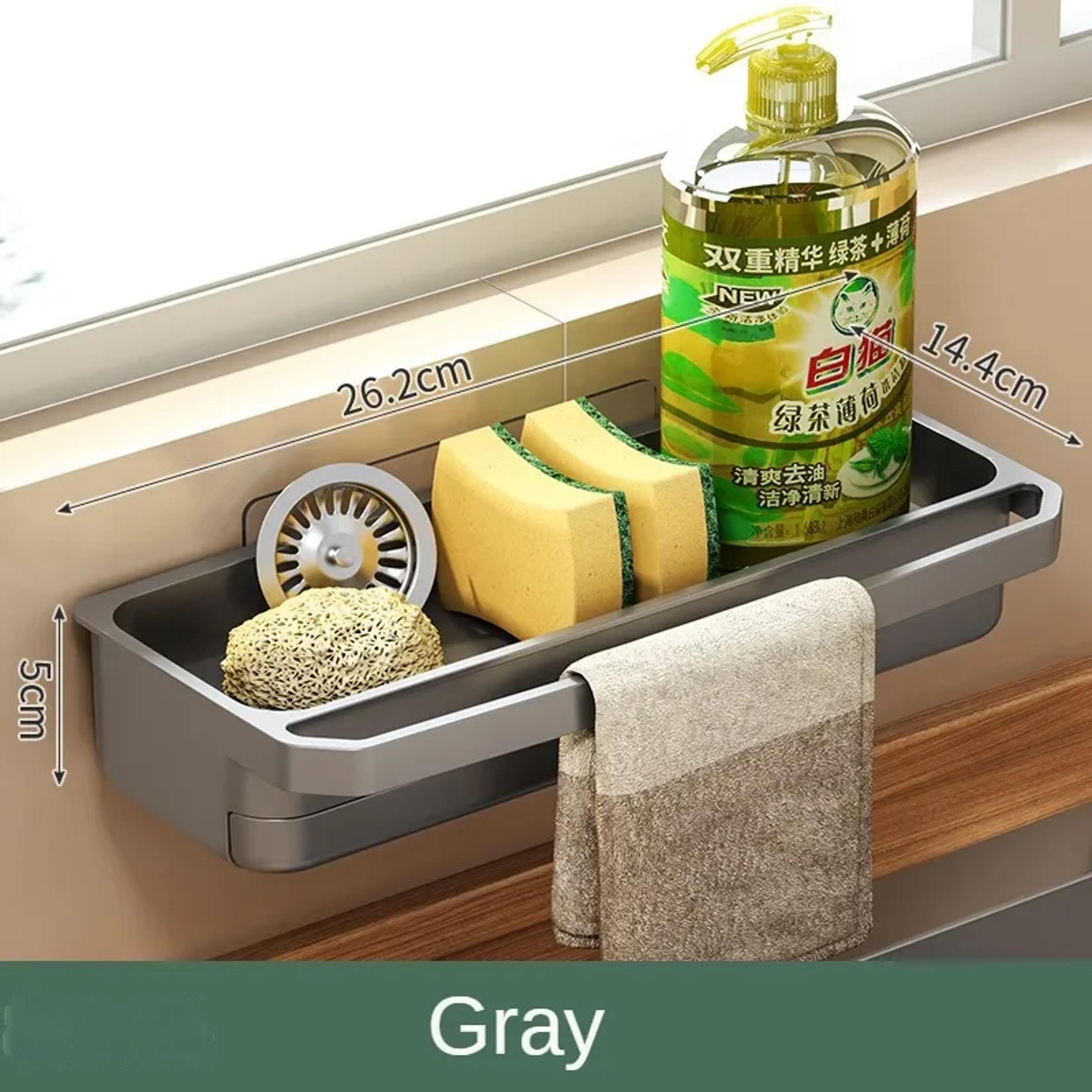 Self Draining Kitchen Sink Organizer Sponge Holder And Soap Storage Rack 5