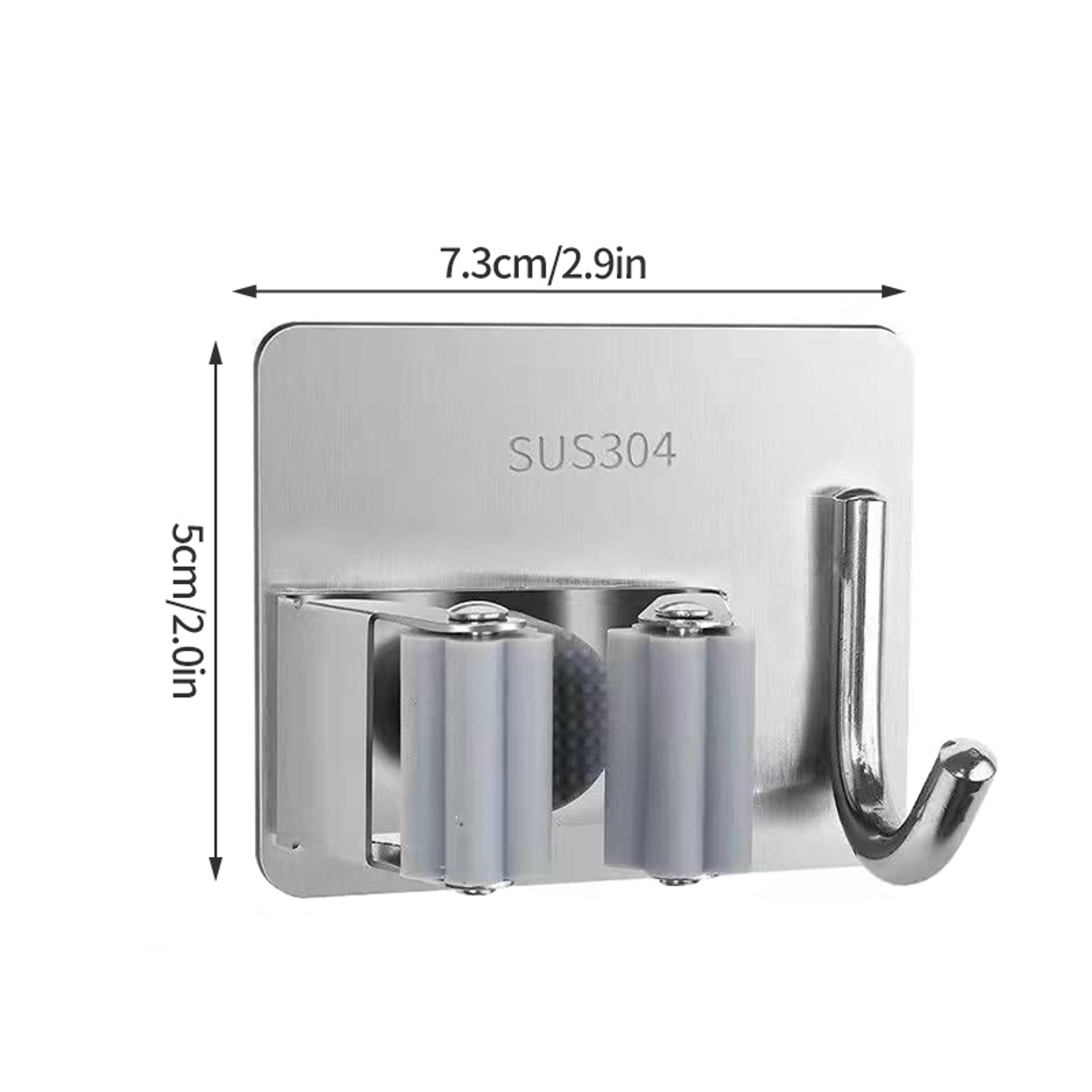 Stainless Steel Wall Mounted Mop Holder No Drill Broom Organizer 6