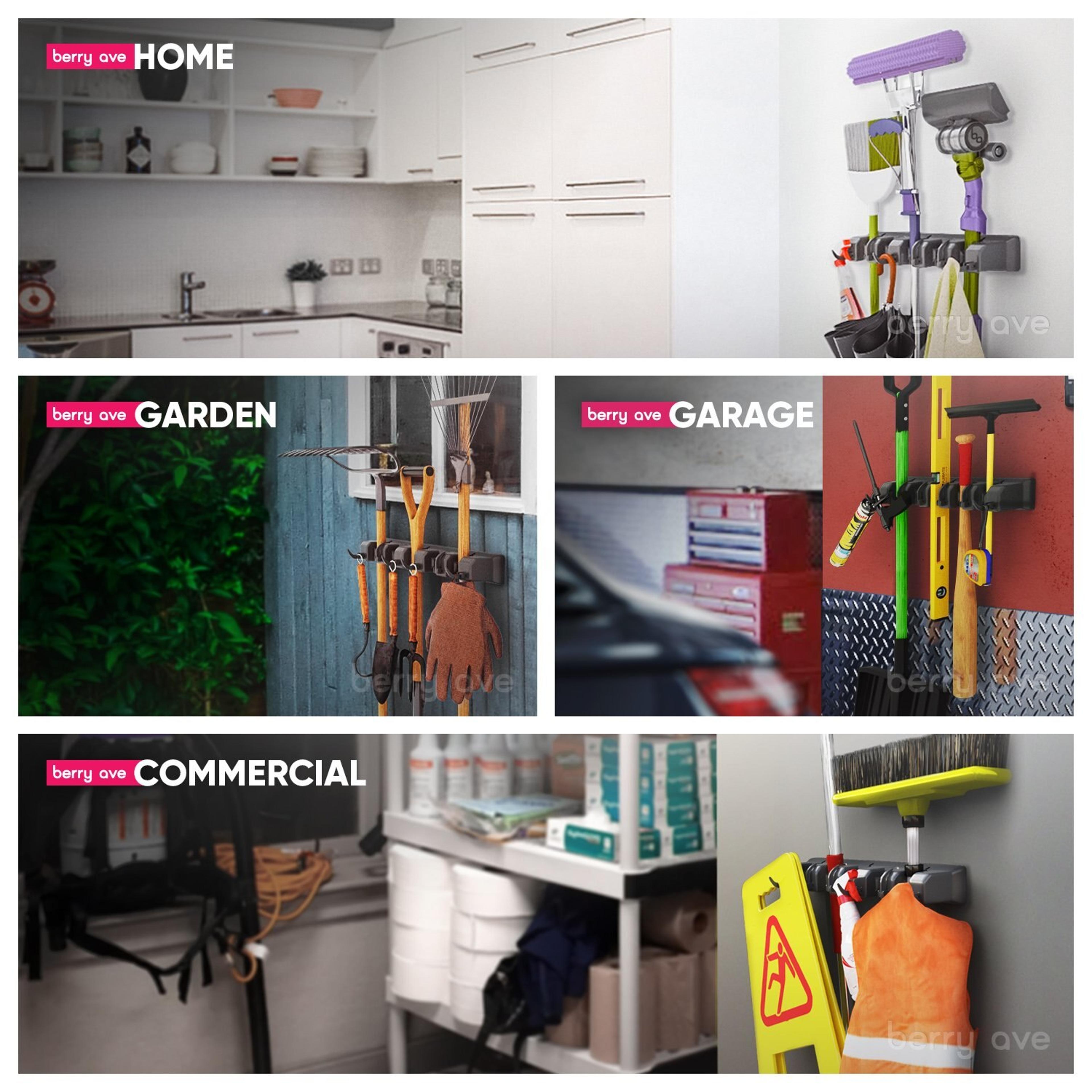Wall Mounted Mop Holder And Broom Organizer Multi Position Cleaning Tool Storage Rack 5