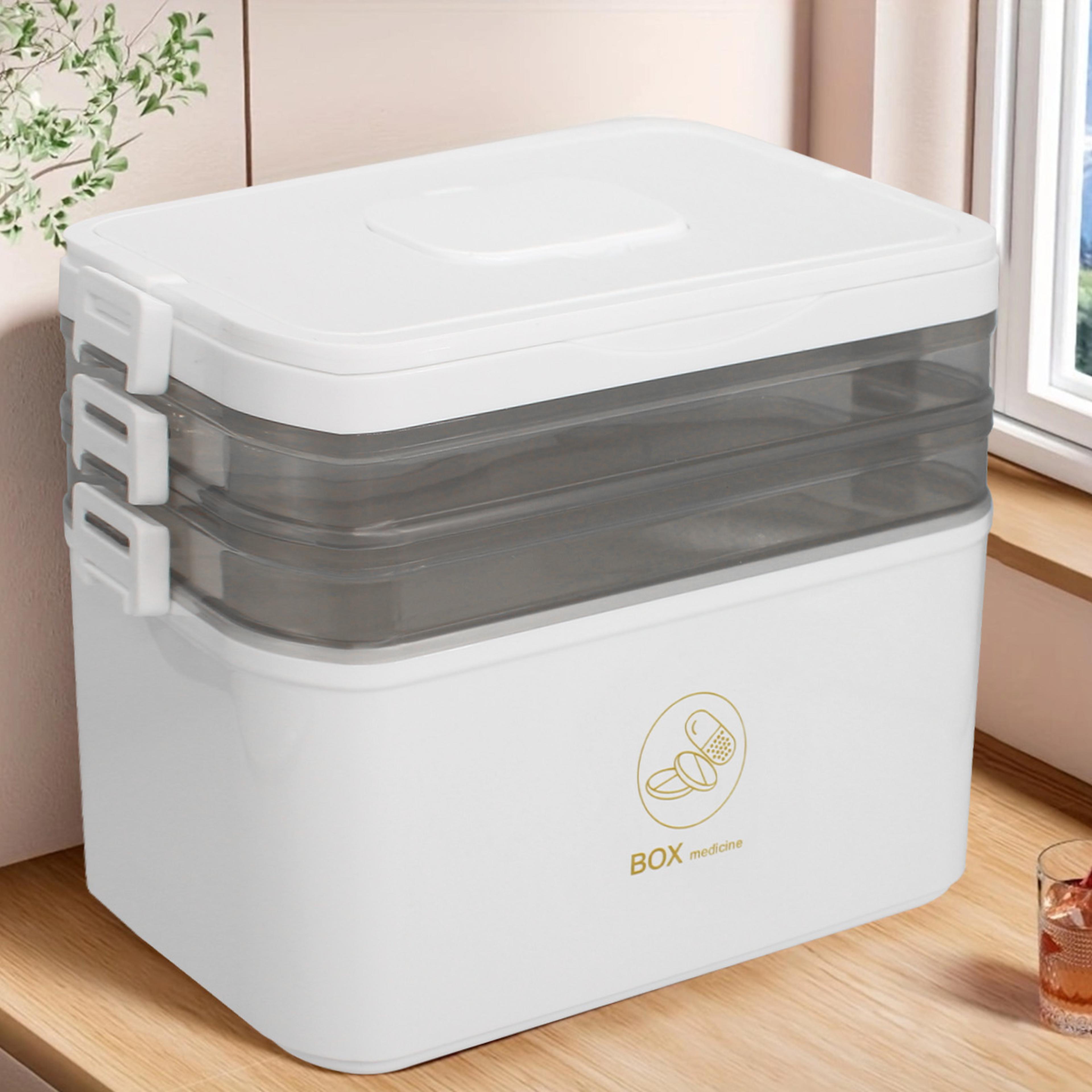 Large Capacity Medicine Storage Box Portable Multi Layer First Aid Organizer For Home And Travel 0