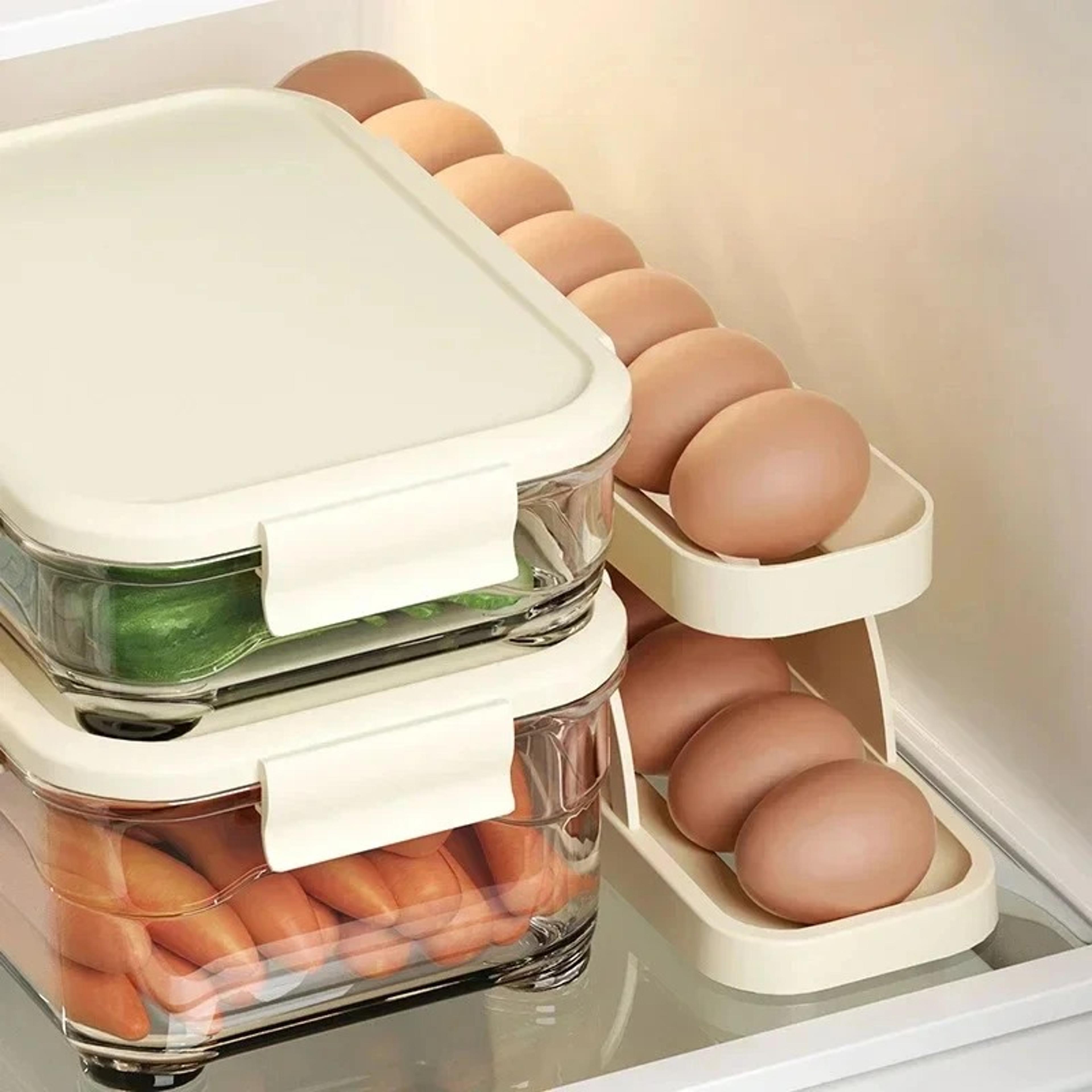 Automatic Rolling Egg Dispenser Space Saving Refrigerator Egg Organizer 3
