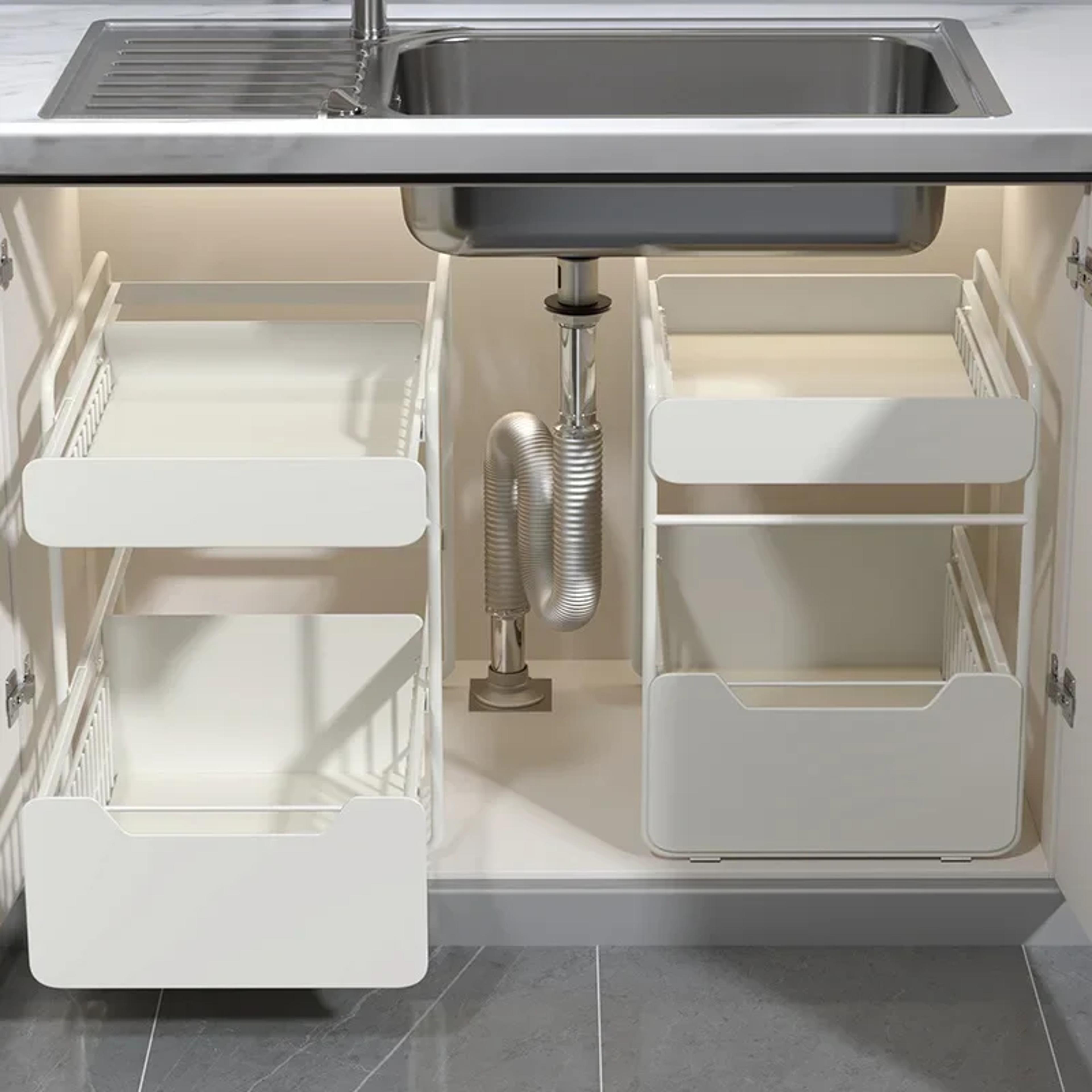 Under Sink Organizer Pull Out Cabinet Storage Rack 0