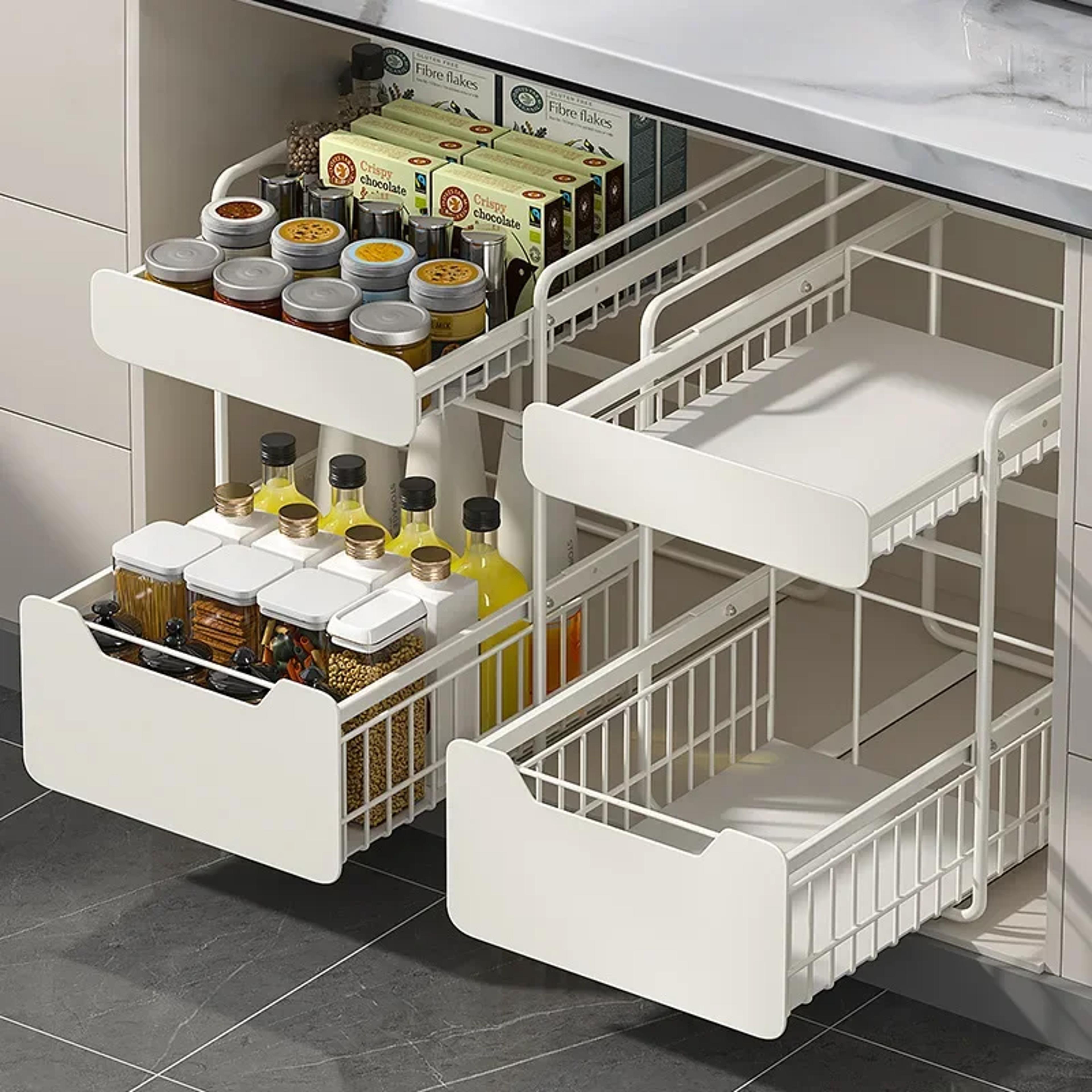 Under Sink Organizer Pull Out Cabinet Storage Rack 2