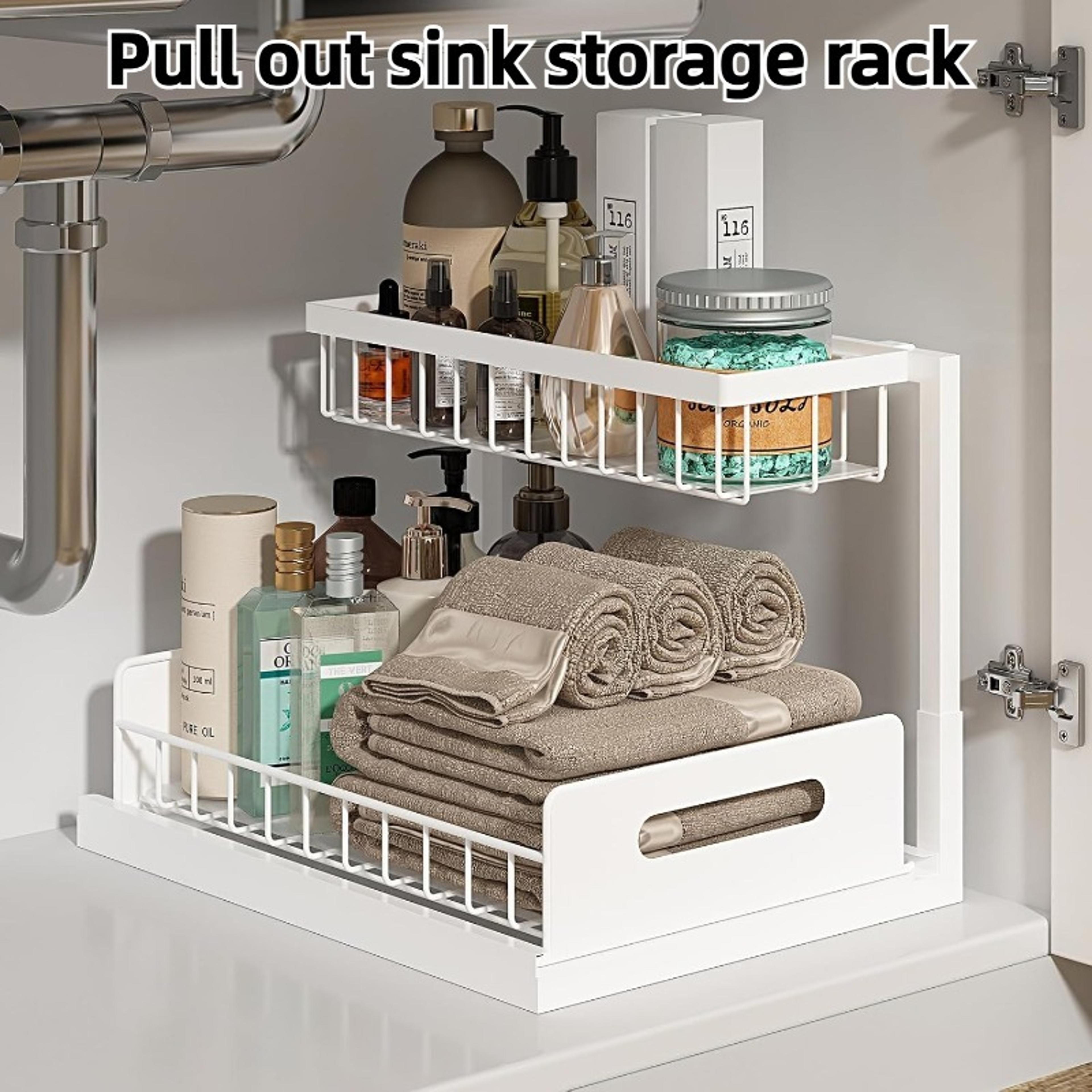 Under Sink Organizer With Pull Out Sliding Metal Drawers 2