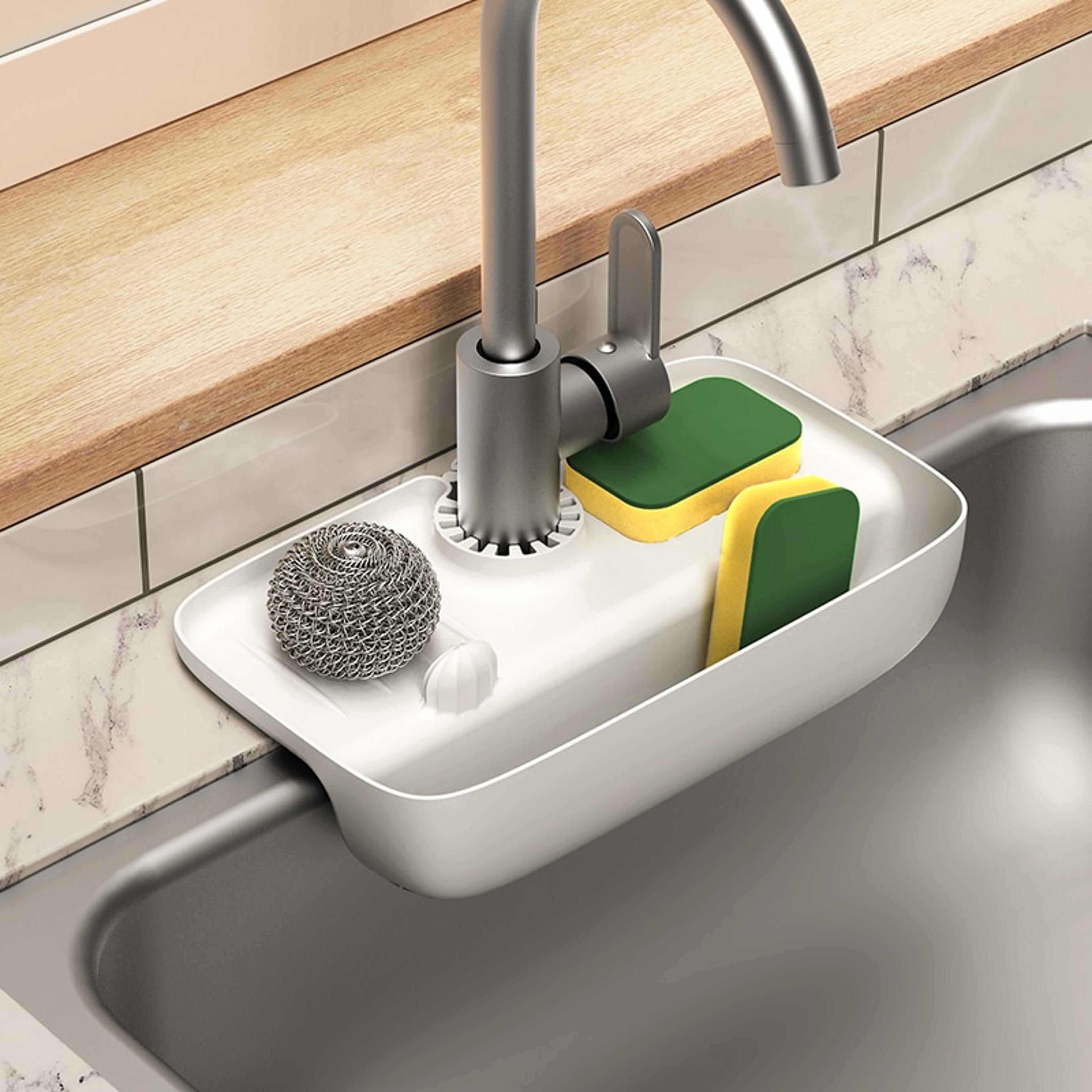 Silicone Faucet Mat Sink Splash Guard With Sponge Holder 7