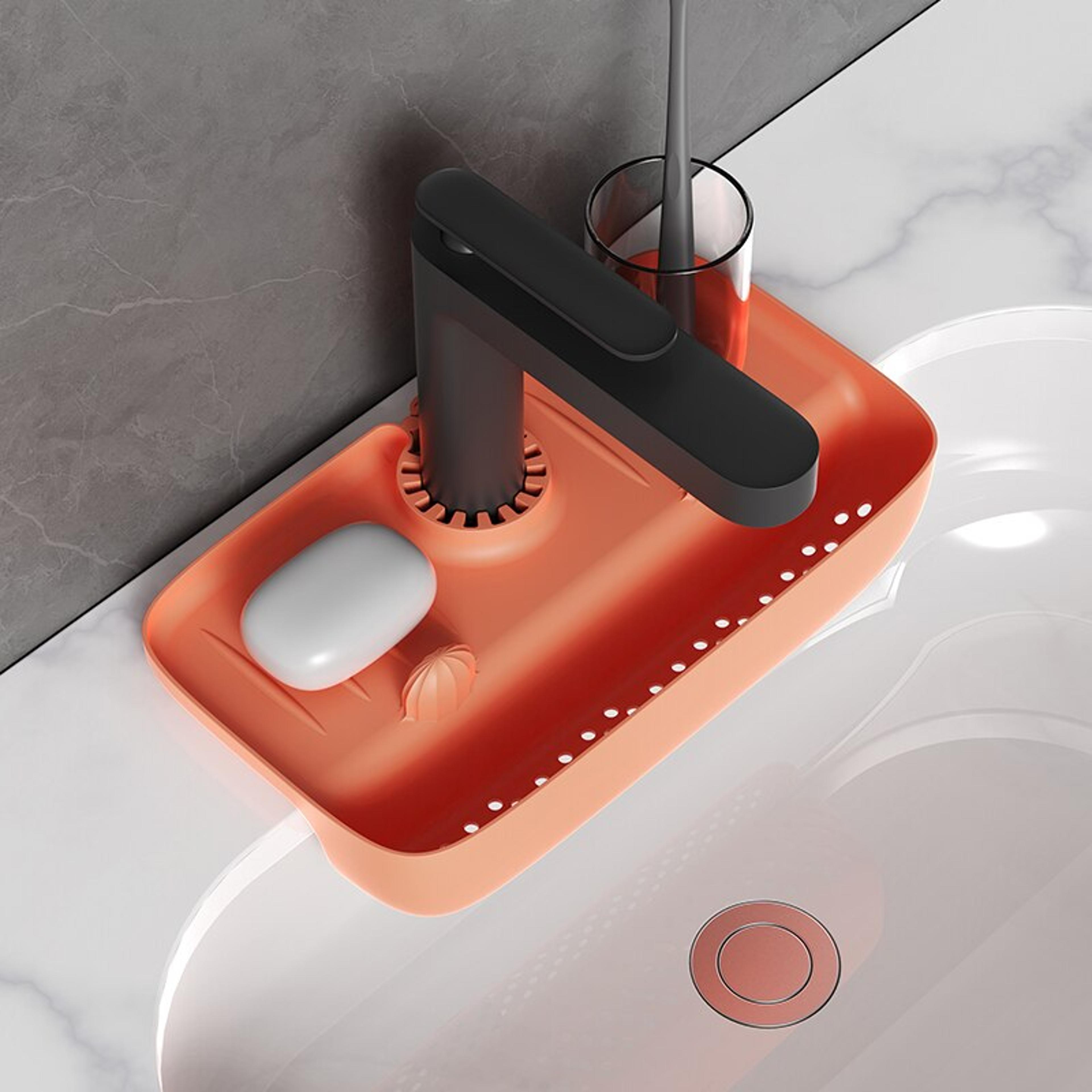 Silicone Faucet Mat Sink Splash Guard With Sponge Holder 6