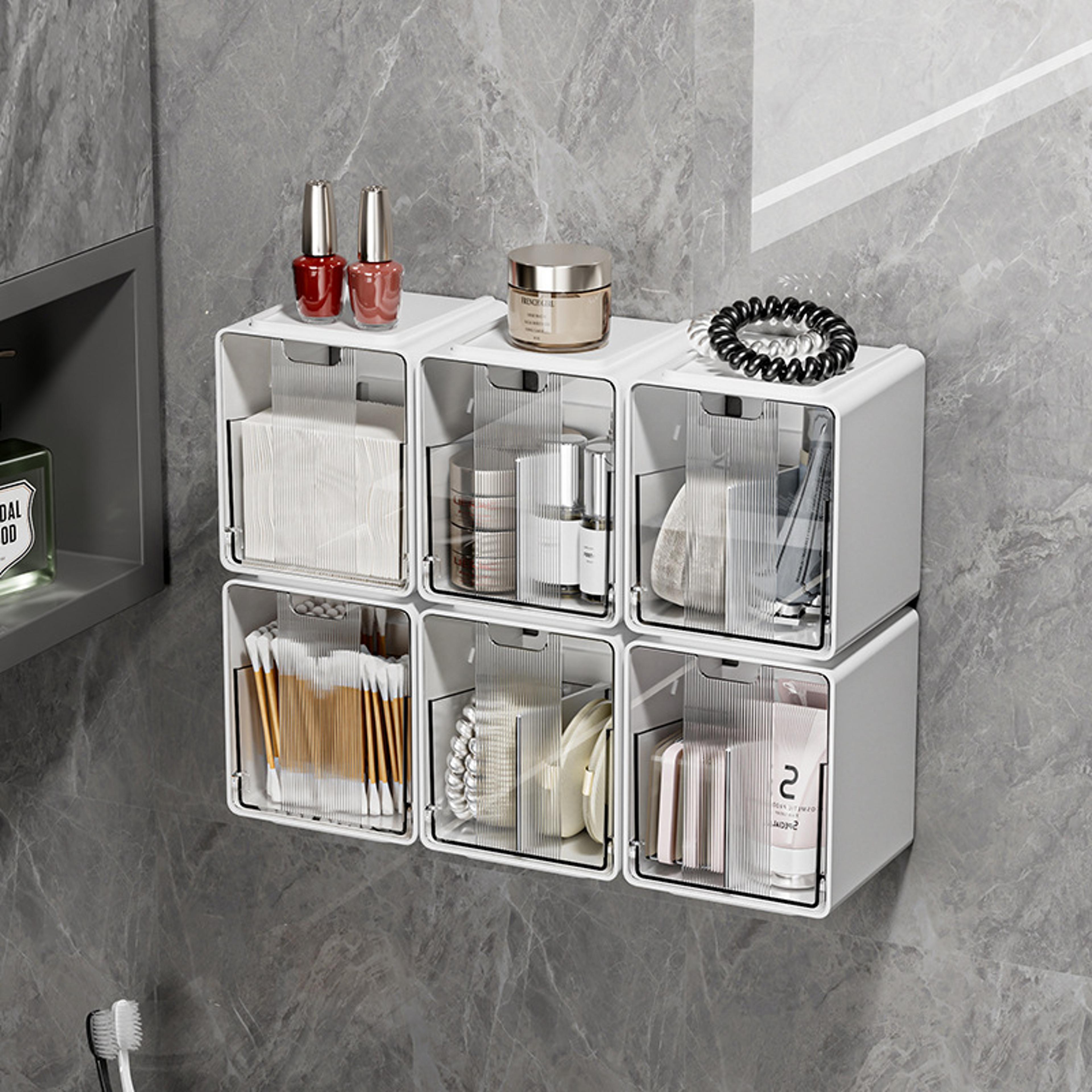Clear Bathroom Organizer Cotton Swab Holder Pull Out Storage Drawer 3