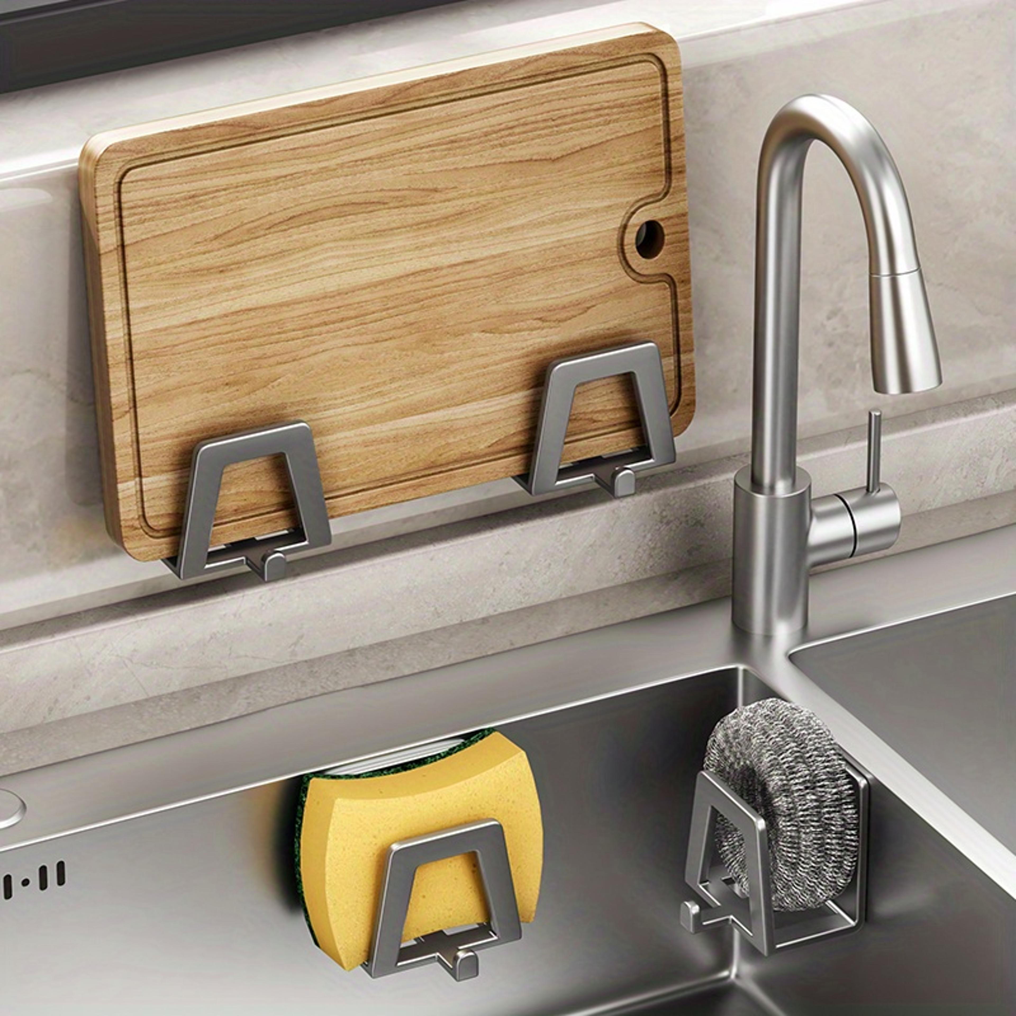 Stainless Steel Sponge Holder For Kitchen Sink Self Adhesive Drying Rack 2