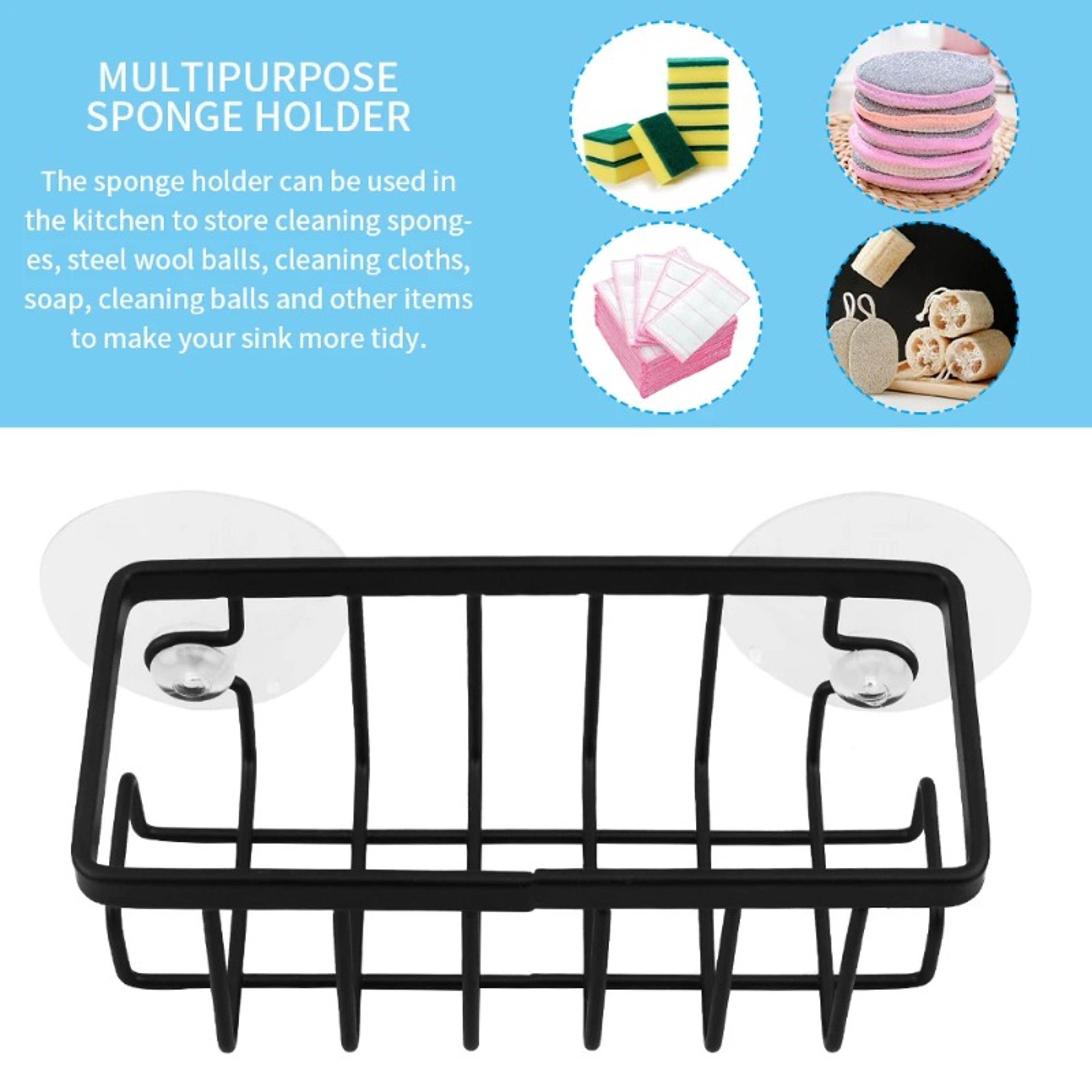 QuickDrain Kitchen Sink Sponge Holder With Suction Cup And Hook 3