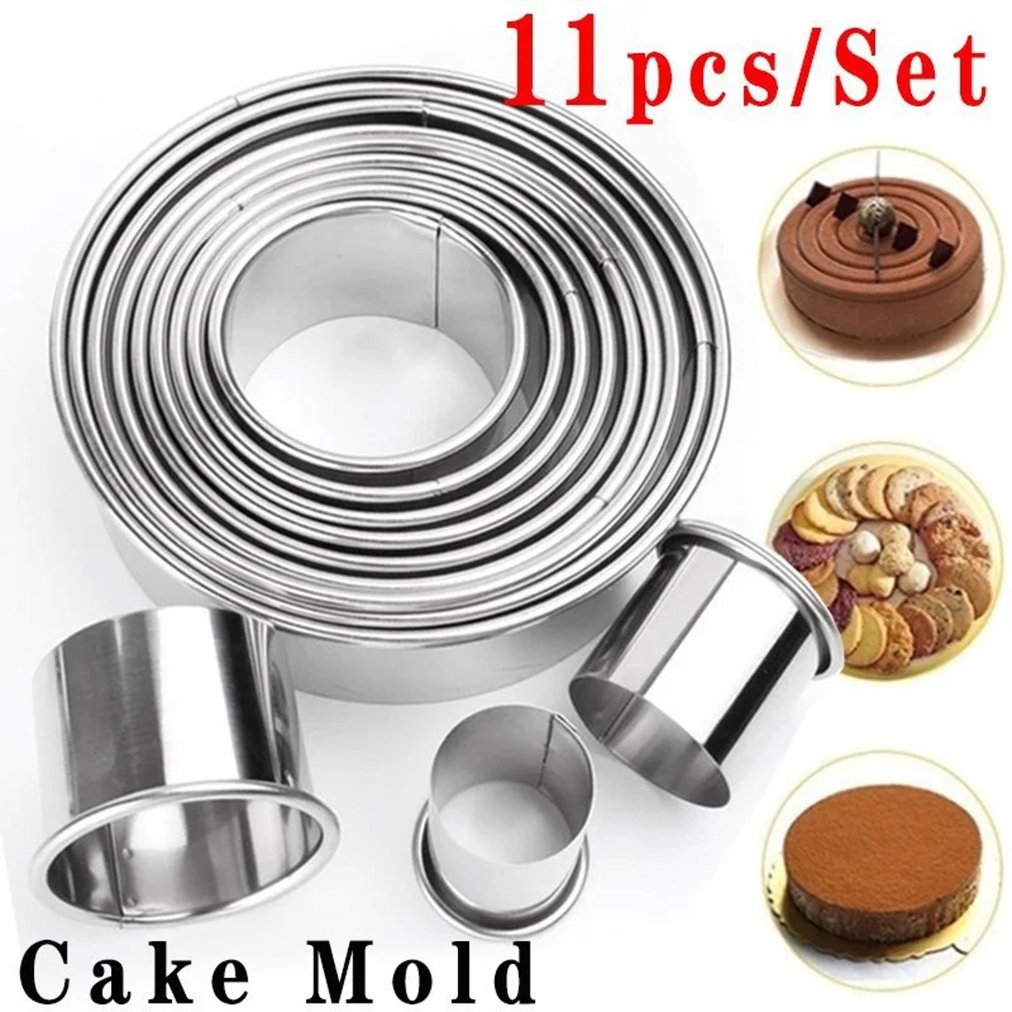 stainless steel round cookie biscuit cutters set, diy pastry baking circle ring molds for cake, pizza & fondant