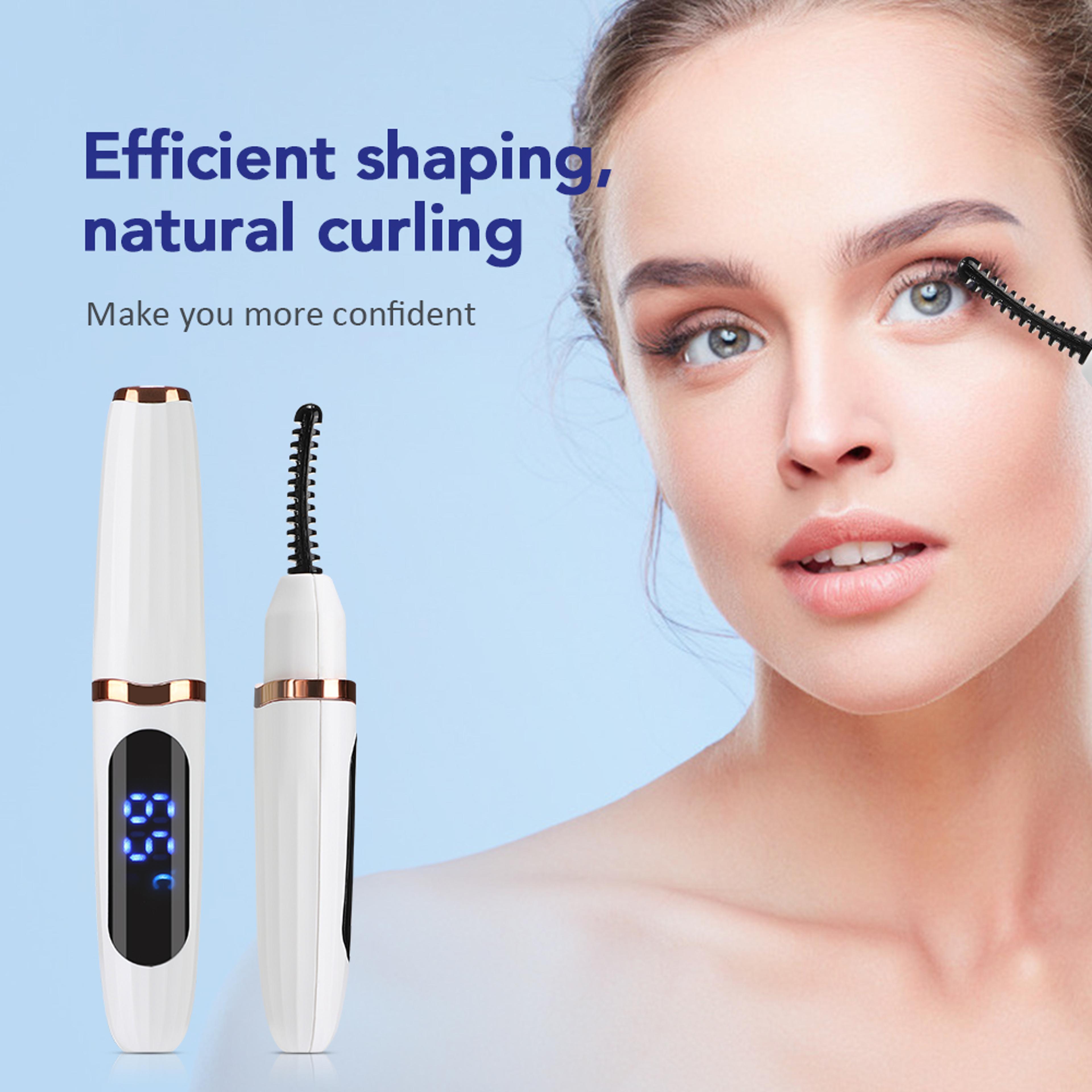 professional electric eyelash curler fast heating lash curling tool, natural eyelash comb, portable long lasting makeup