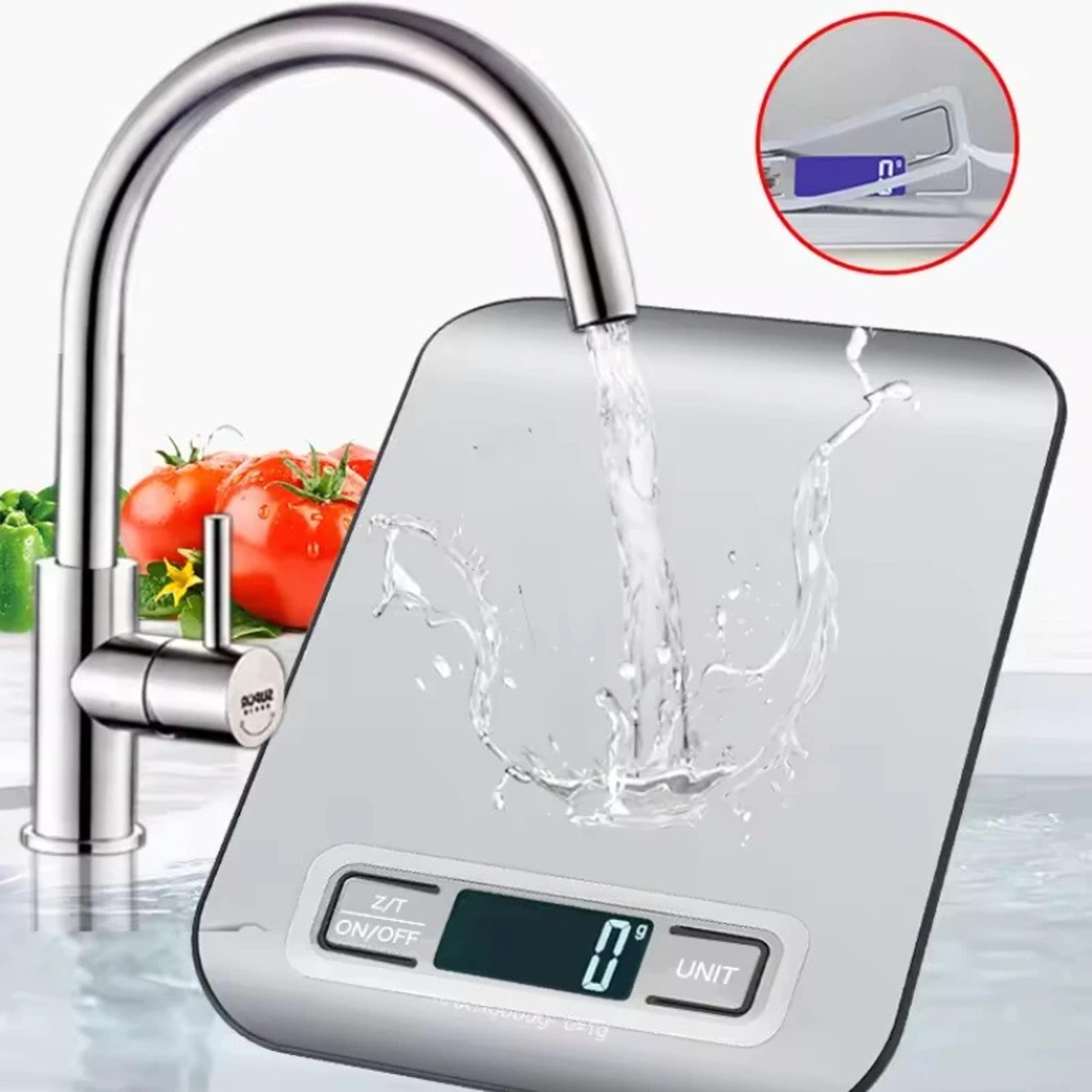precision digital kitchen scale with led display, 5kg/1g accuracy, stainless steel platform for baking, food, and jewel