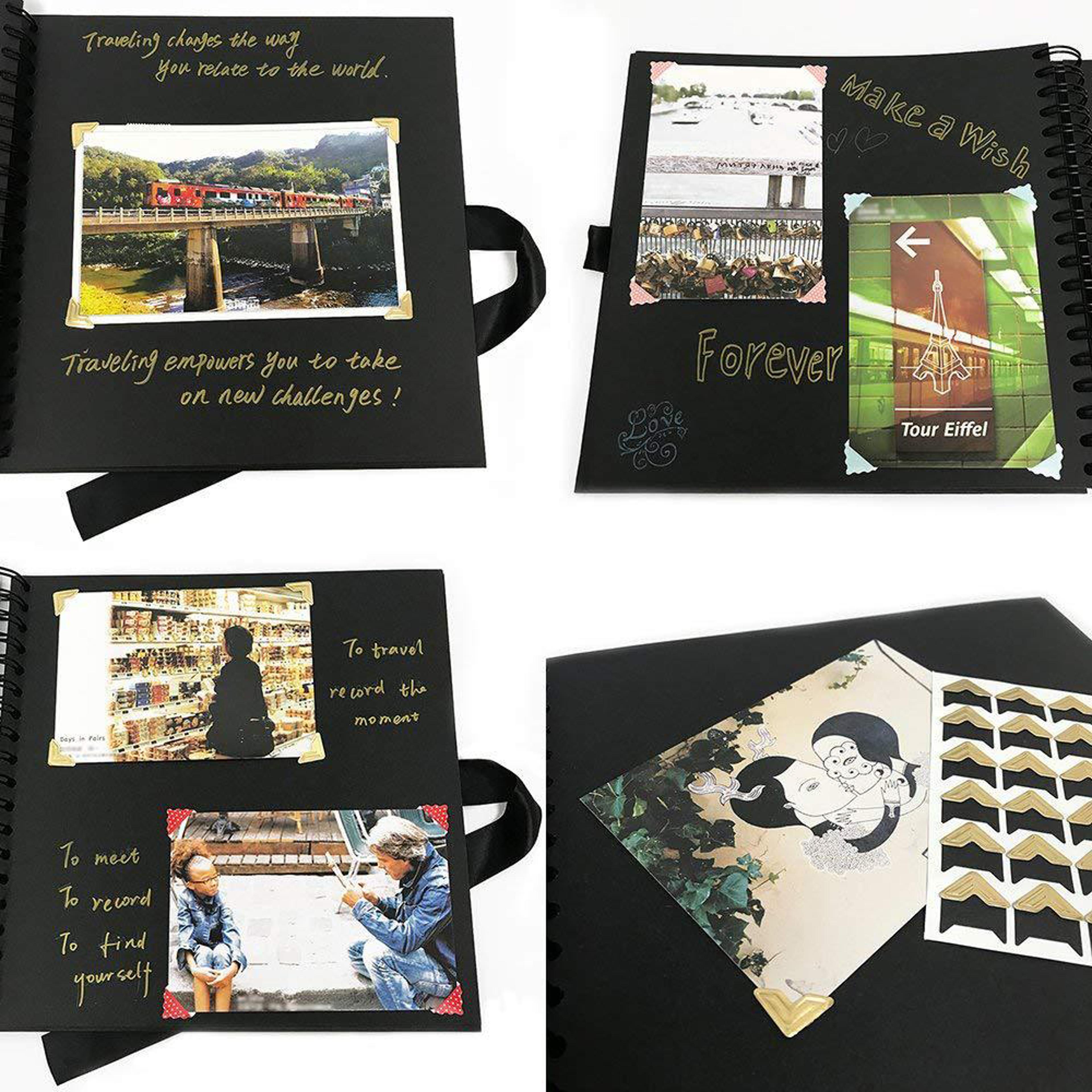DIY Memory Book With 80 Black Pages Kraft Cover Scrapbook Album For Wedding Anniversary Gifts And P 2