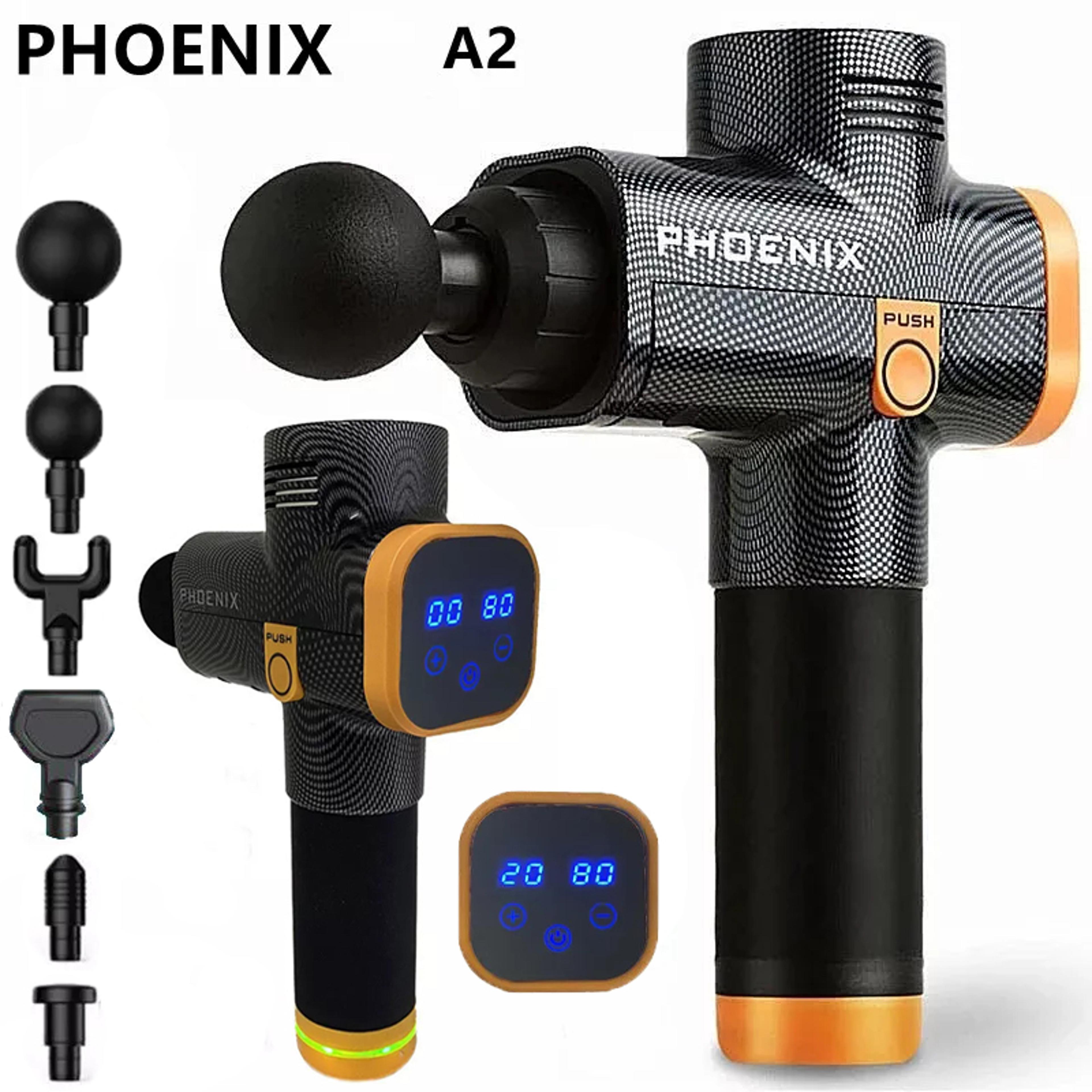 phoenix a2 massage gun, deep tissue percussion massager for muscle relaxation, portable handheld fascia gun with dynamic