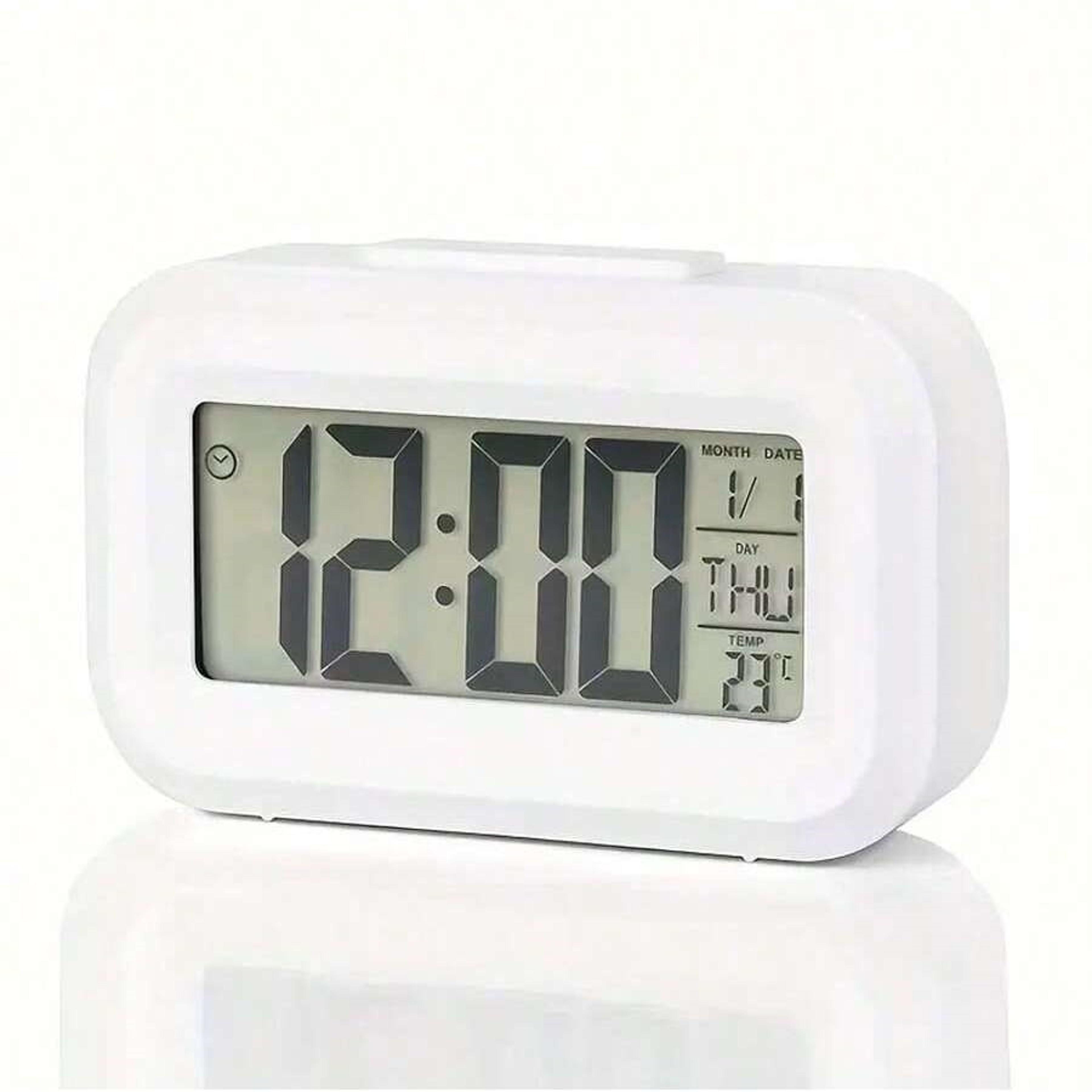 Smart Digital Alarm Clock With Large LCD Display Shows Time Temperature Calendar  Date For Bedroom  7