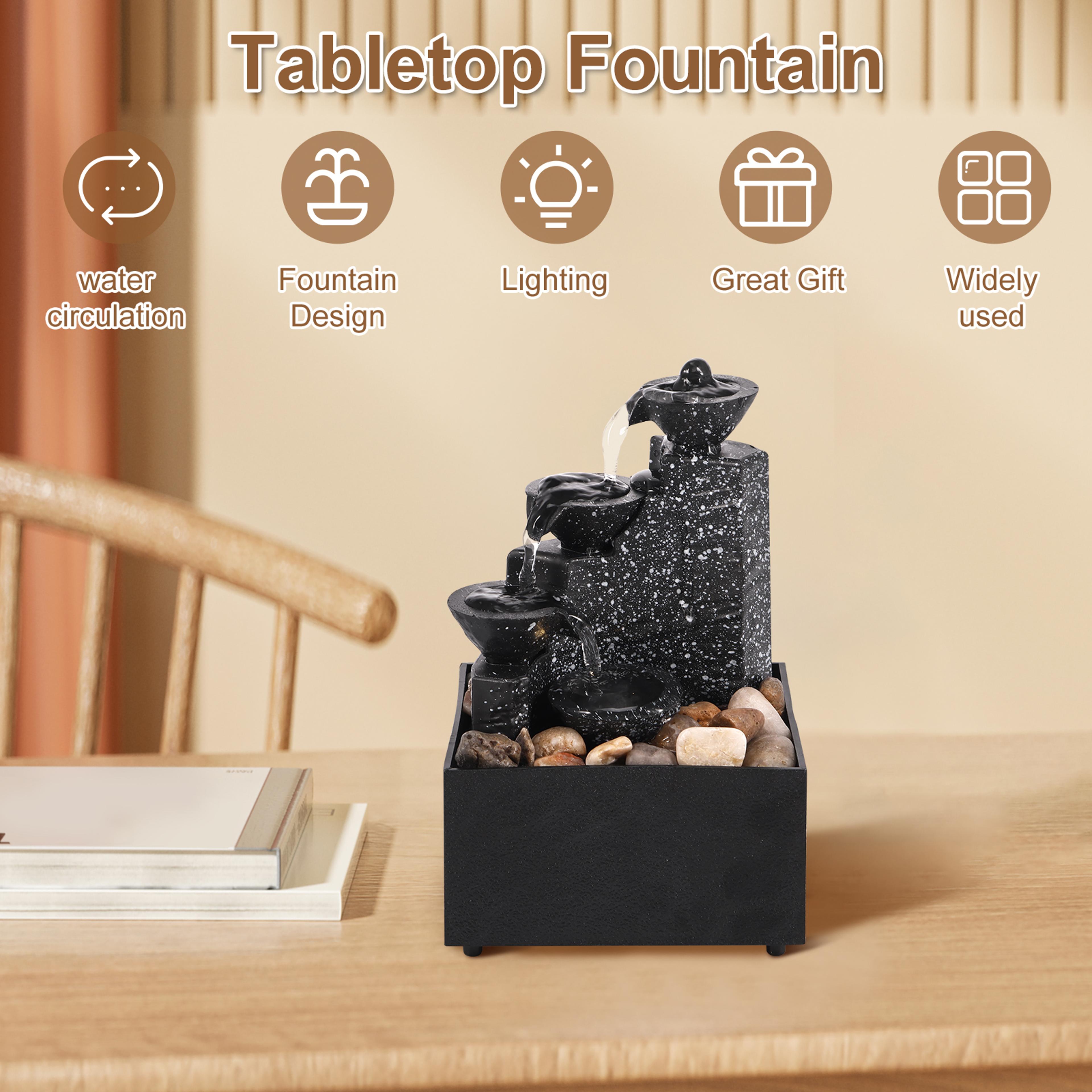 Desktop Fountain With Soft Lights Flowing Water Tabletop Waterfall For Home Decor Relaxation Medita 3