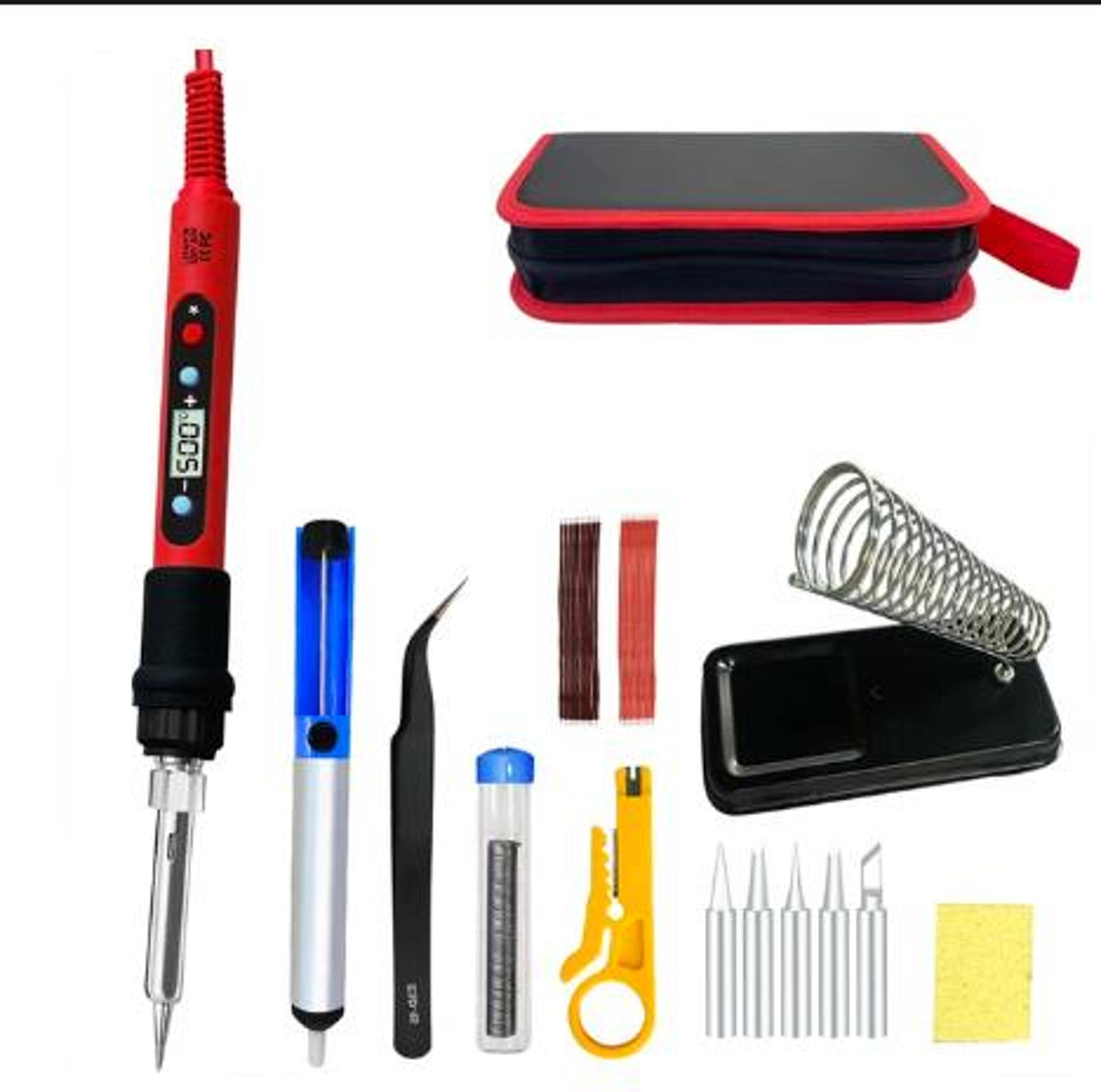 Professional 80W Soldering Iron Kit With Adjustable Temperature LCD Display Ceramic Heater Tips Twe 8