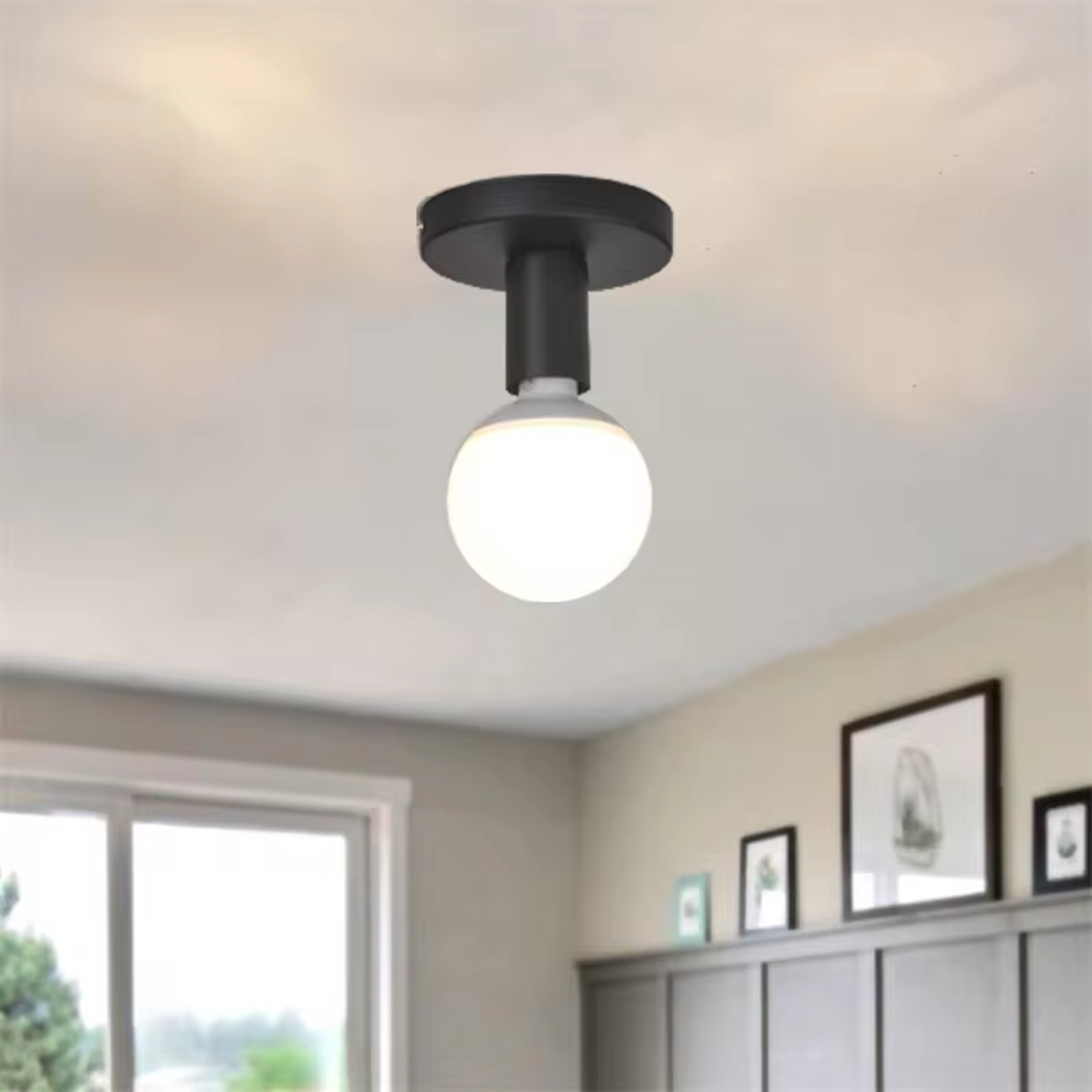 modern nordic retro iron e27 lamp holder - black/white wall or ceiling light for living room, bedroom, bathroom decor