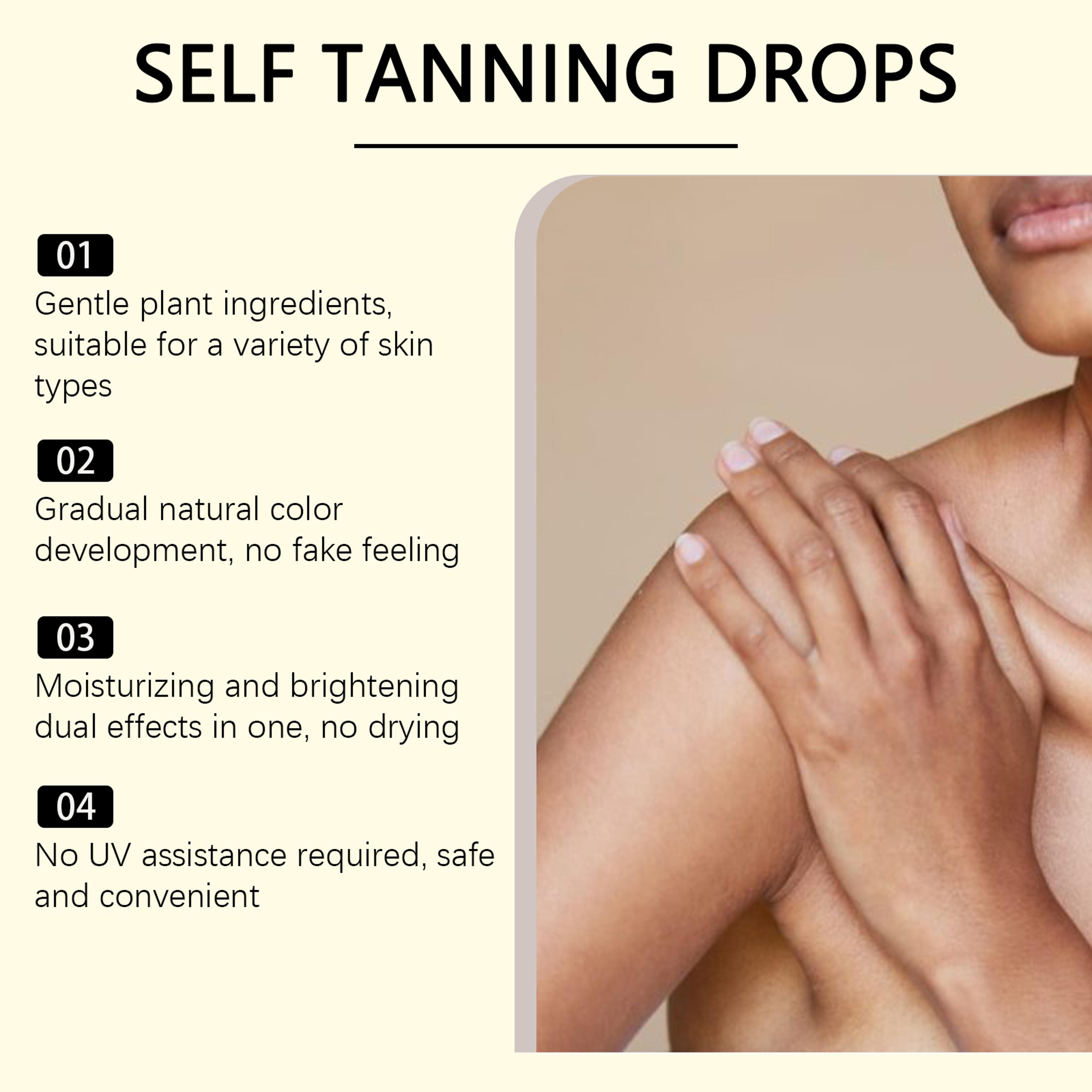 Sunless Self Tanning Drops Lasting Solarium Bronzer Natural Tanner For Body Face Antioxidant Preven 4