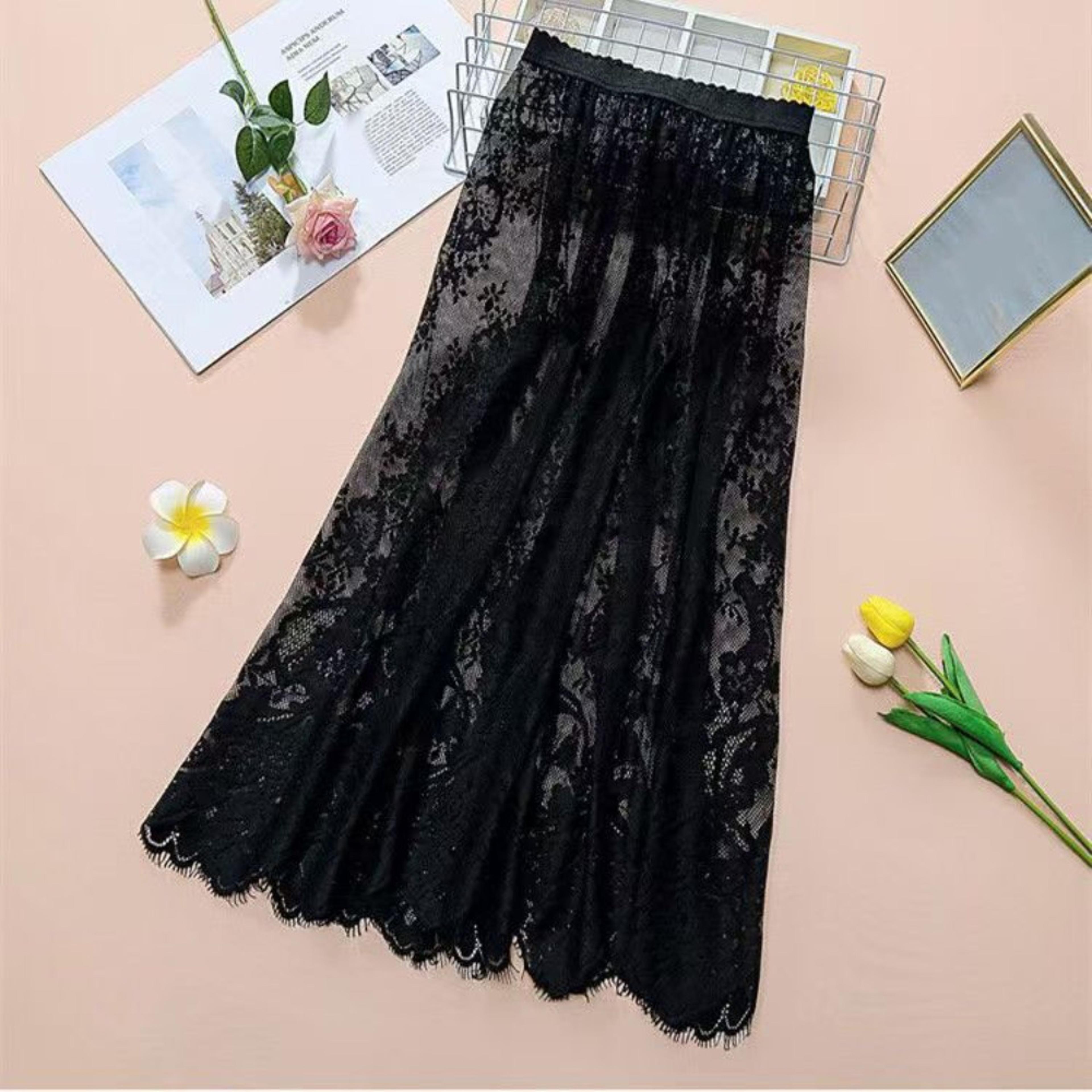 Soft Flower Lace Underskirt Anti Glare Safety Slip For Cheongsam 75cm Loose Lining Petticoat For Wo 5