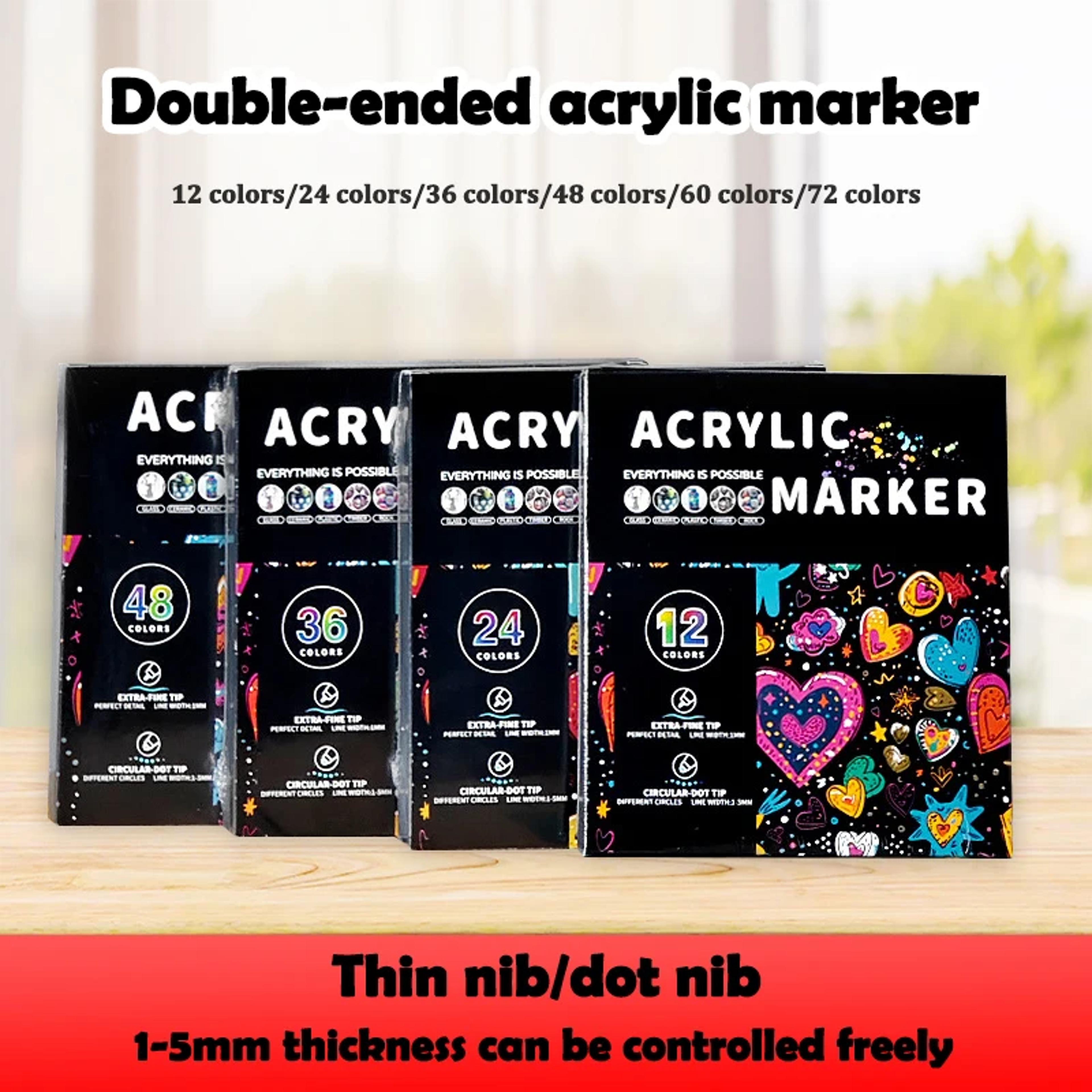 Acrylic Dual Tip Marker Colors Waterproof Art Painting Supplies School  Graffiti Drawing Markers 2