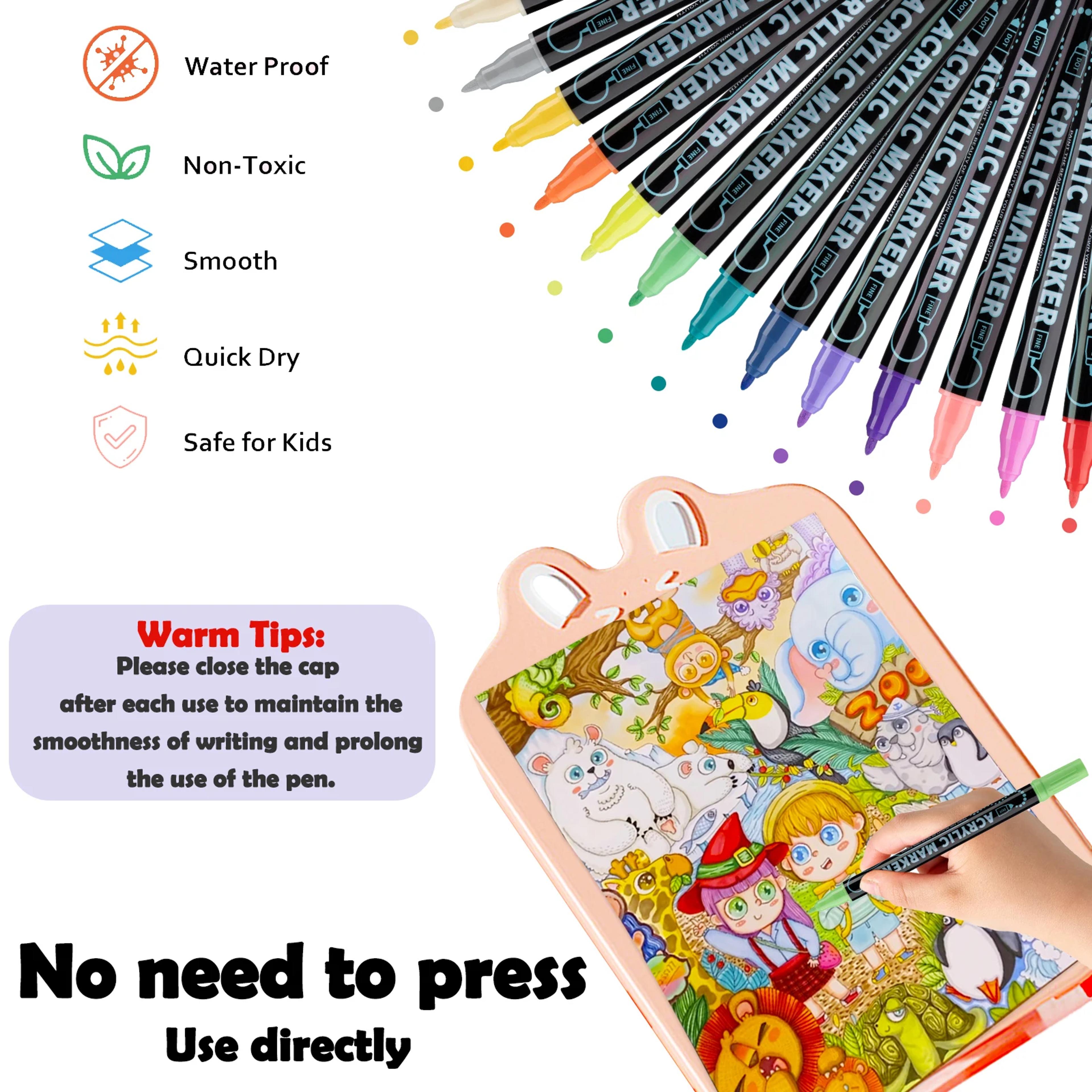 Acrylic Dual Tip Marker Colors Waterproof Art Painting Supplies School  Graffiti Drawing Markers 3