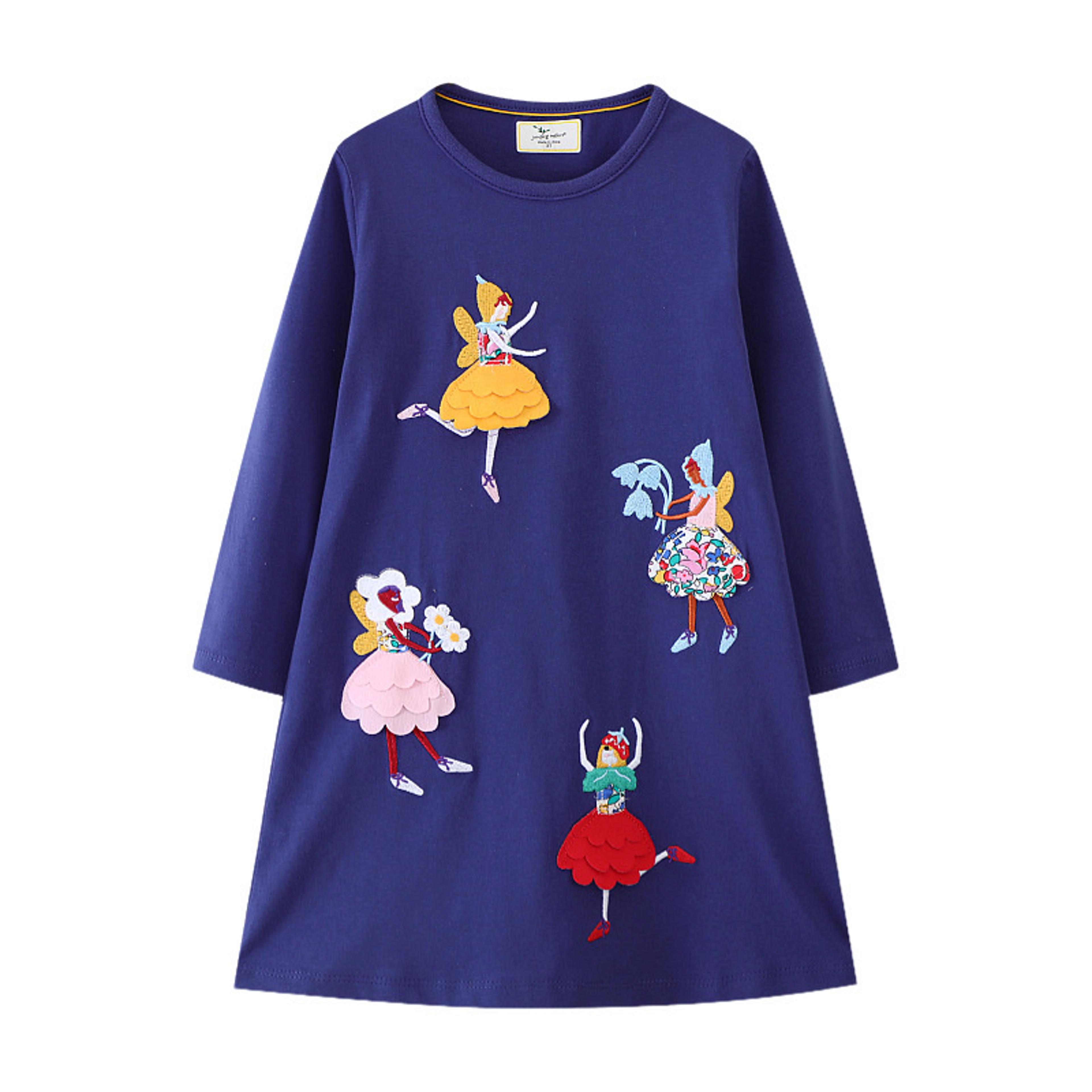 Jumping Meters Girls Dress 27T Dancing Baby Long Sleeve Cute Party Dress With Animals Applique And  9