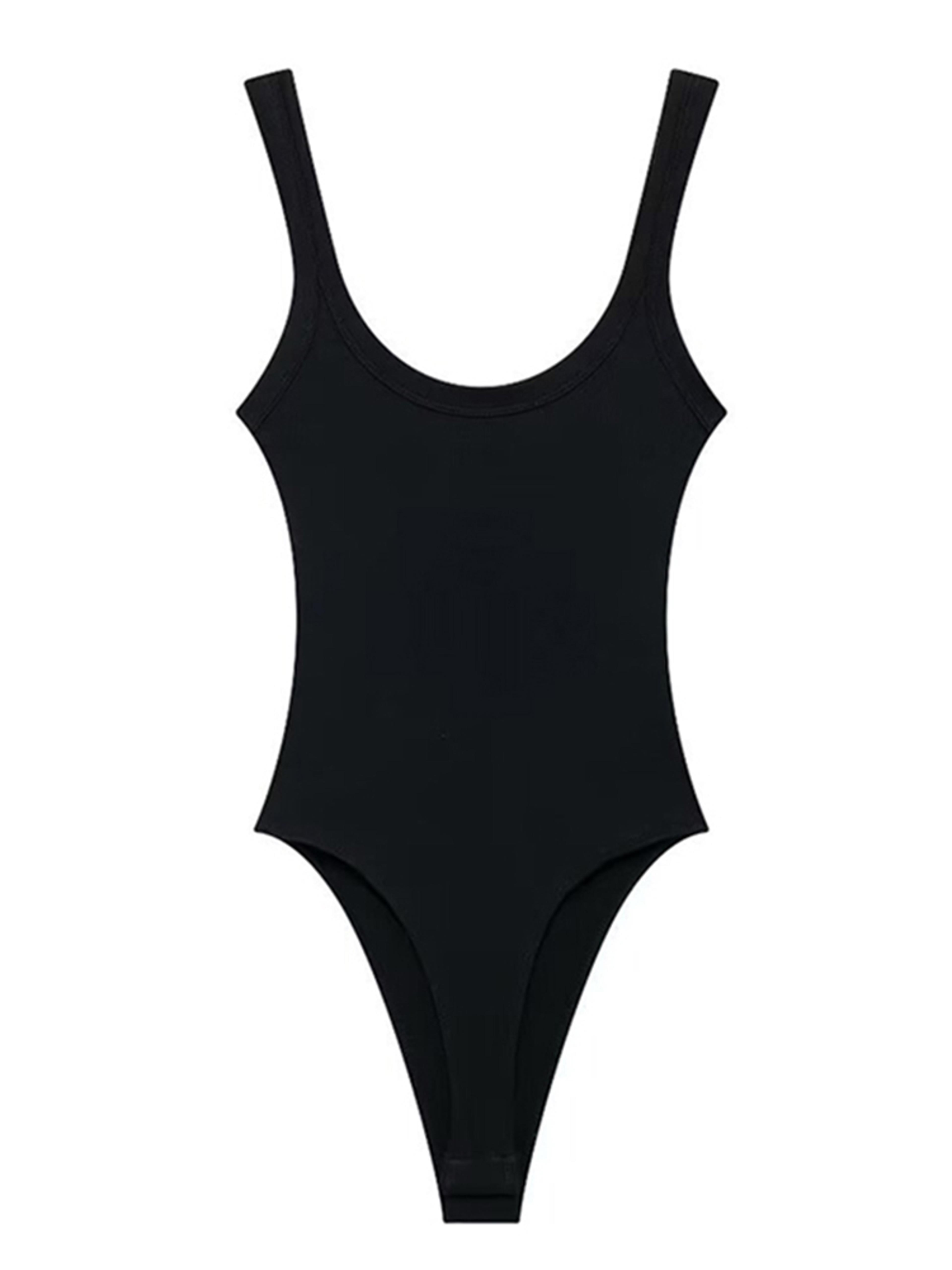 Womens Sexy Ribbed Bodysuit Comfortable Stretchy O Neck Tank Top With Snap Button Fashion Female Pl 1