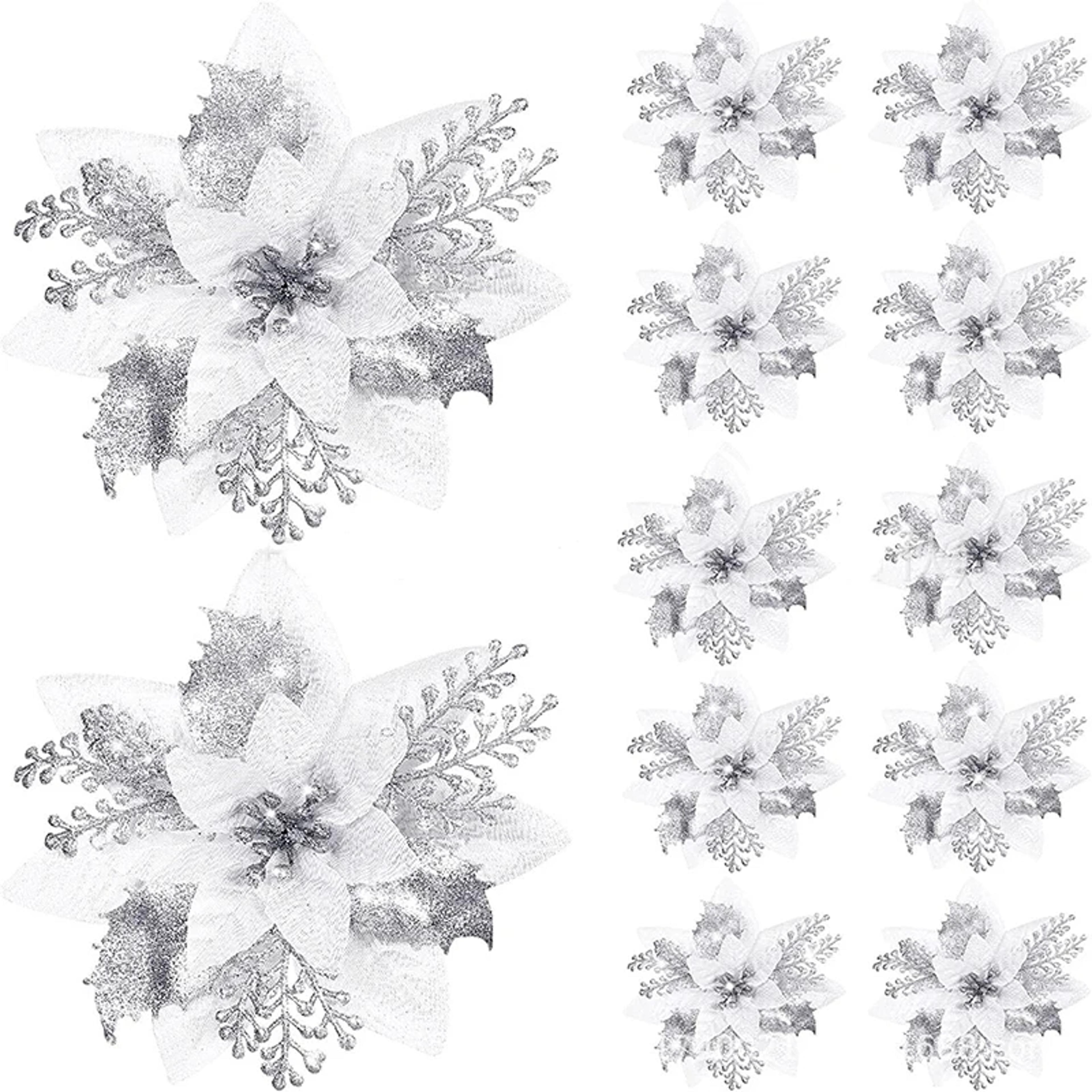 Artificial Flower Ornaments Merry Glitter Pink Christmas Flowers Tree Christmas Decoration For Home 10