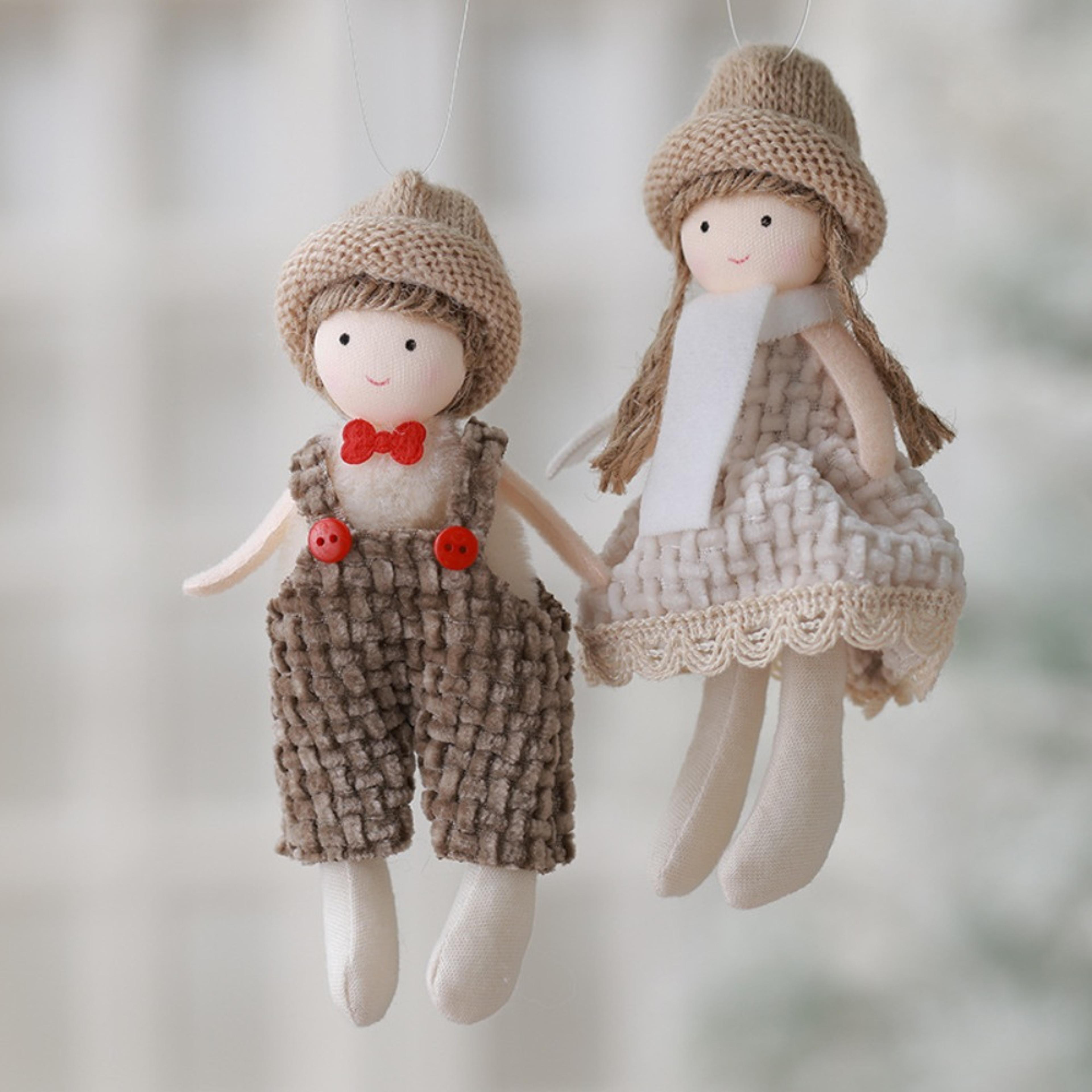christmas plush angel doll pendant, lovely boys girls tree hanging decoration, cute merry christmas party ornaments