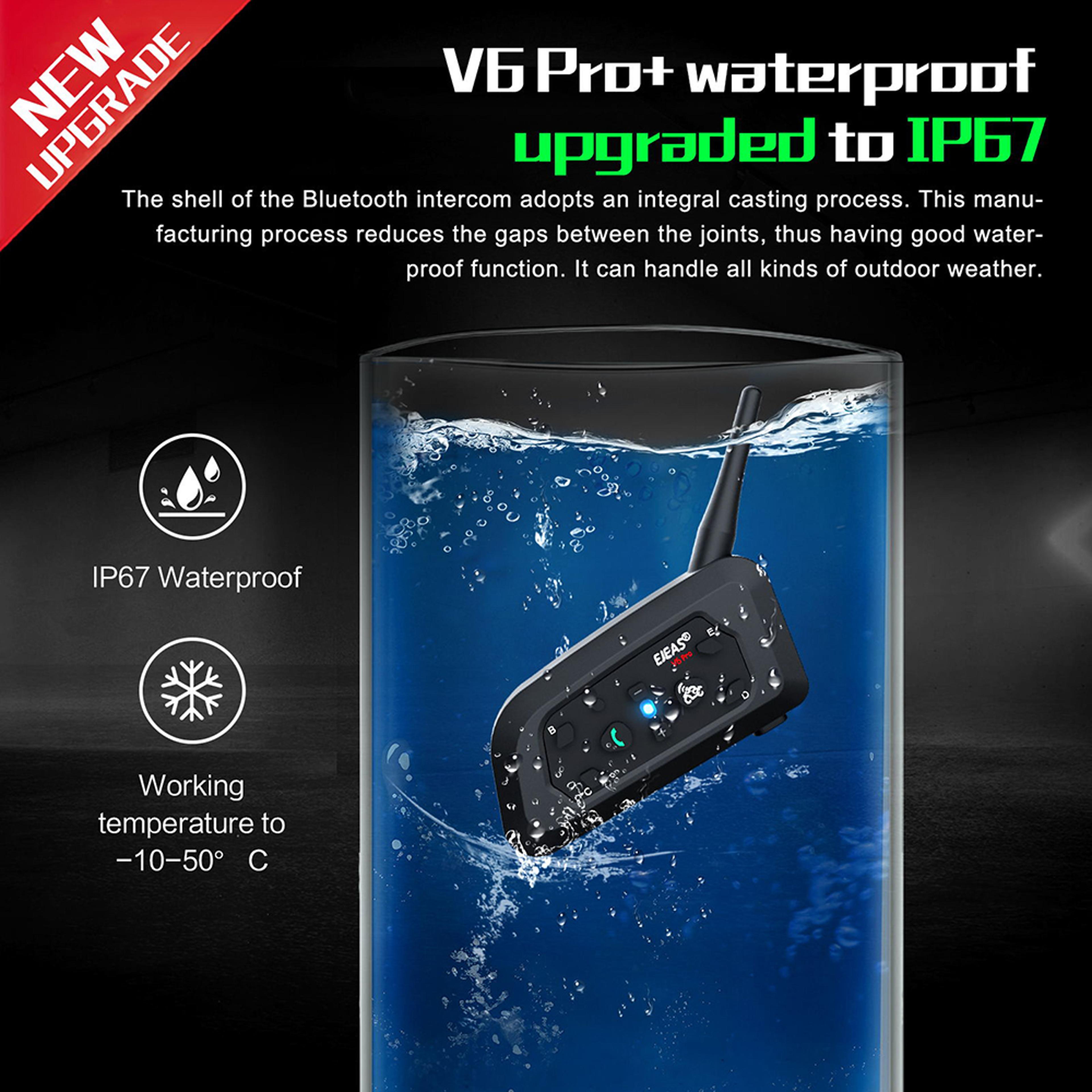 Motorcycle Bluetooth Helmet Headset MOTO Communicator Interphone For 6 Riders IP65 Waterproof 3