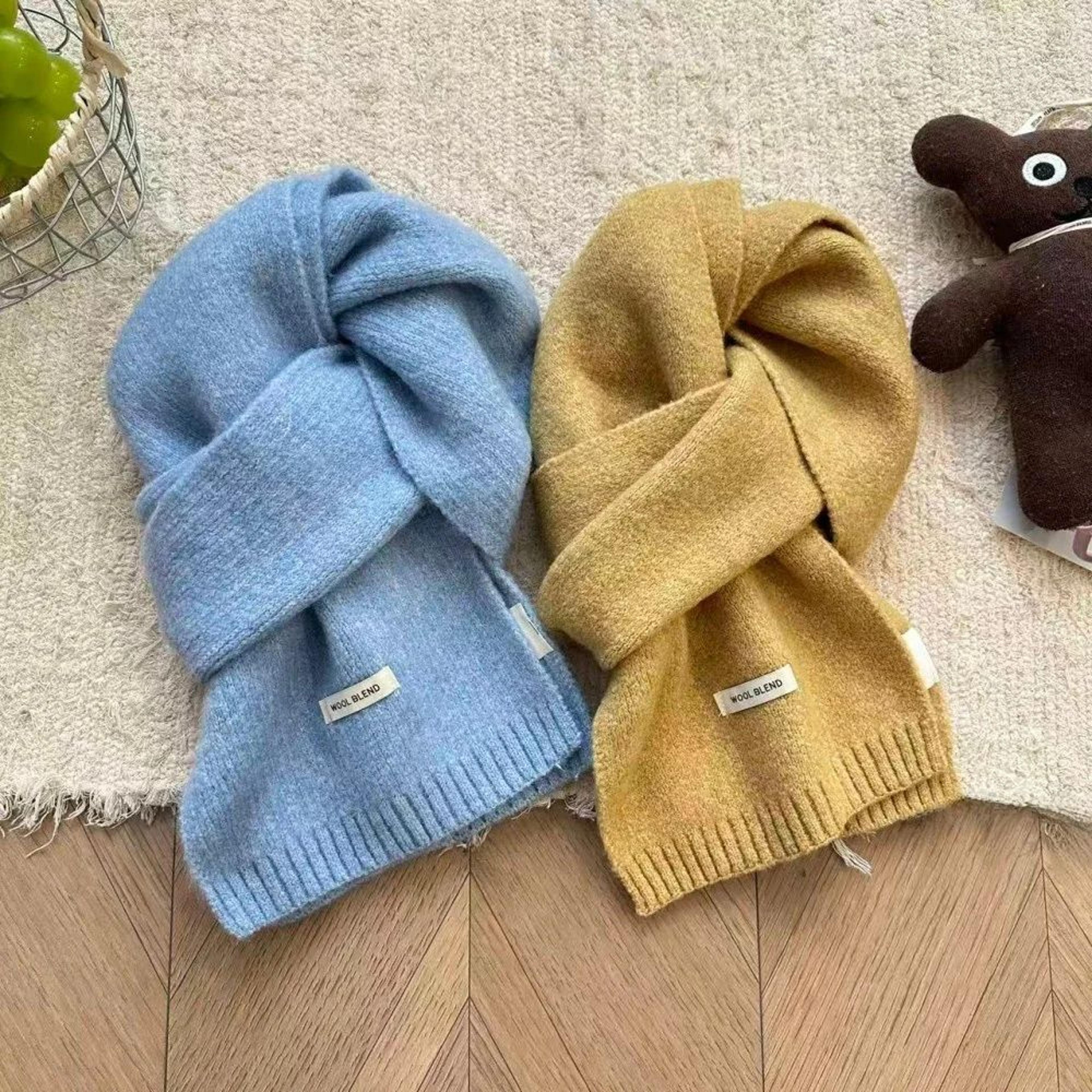 Soft winter scarf wrapped around neck