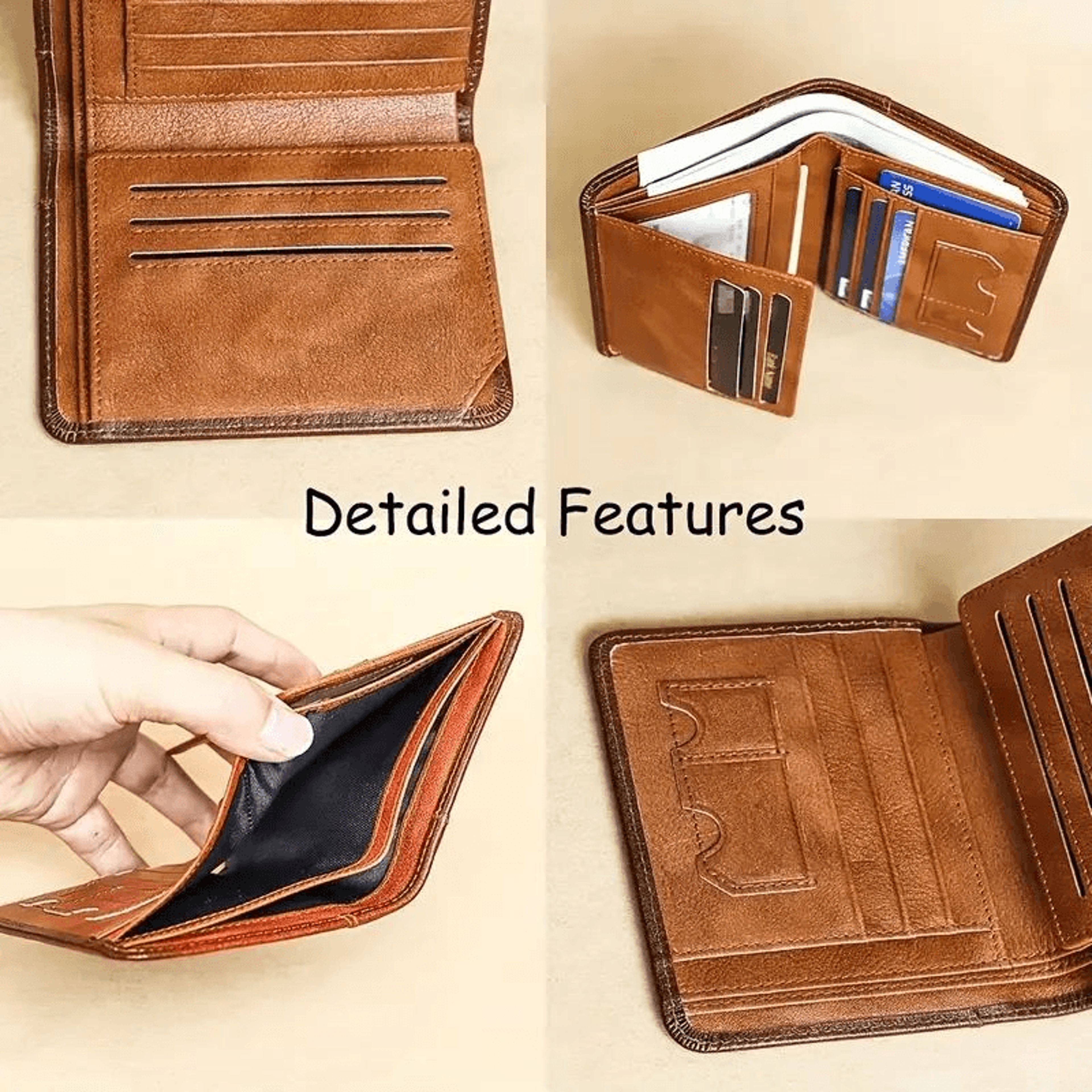 RFID AntiTheft Leather Wallet For Men  Large Capacity Trifold Card Holder 3
