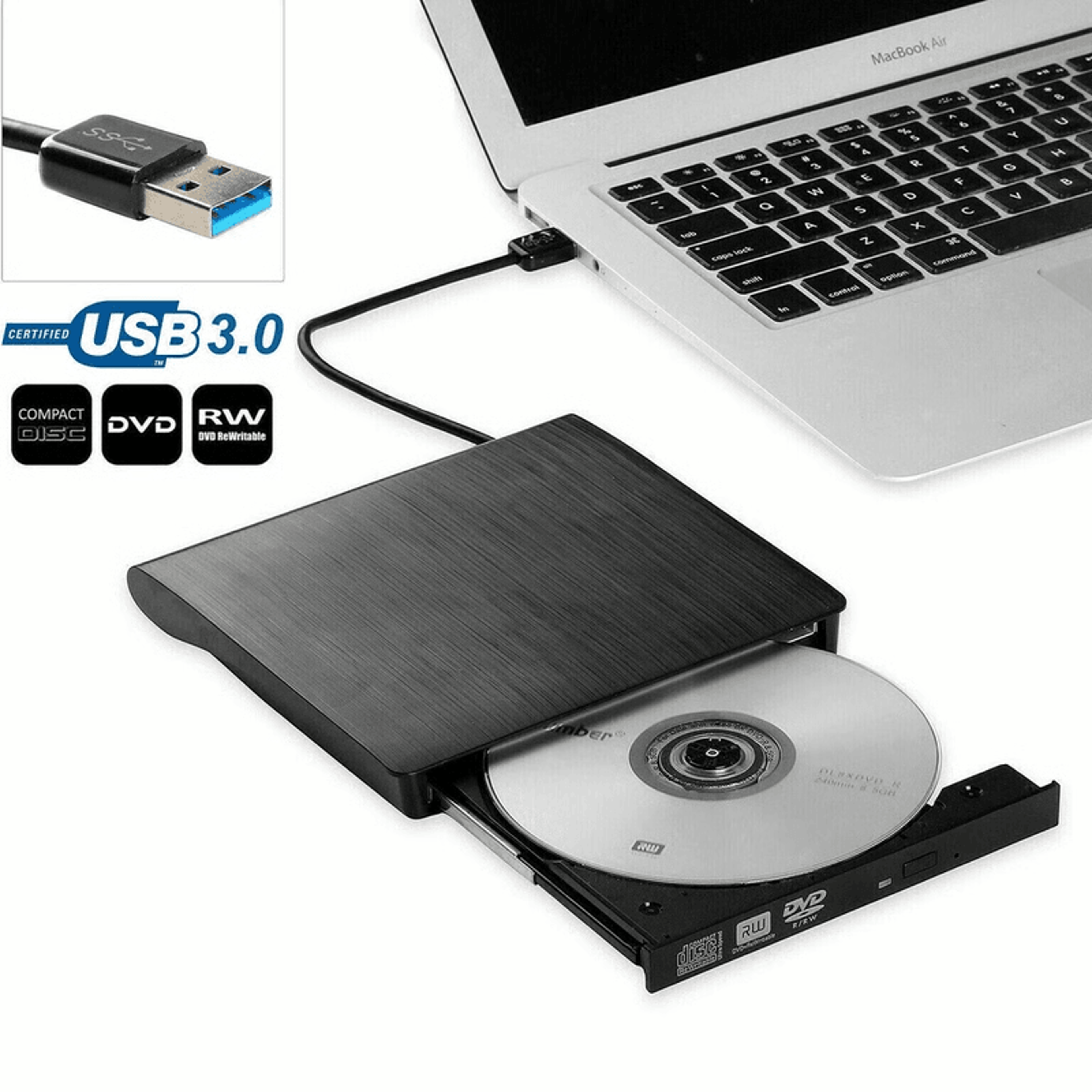 USB 30 Portable DVD Writer  External CD DVD Player  Burner For Computers 10