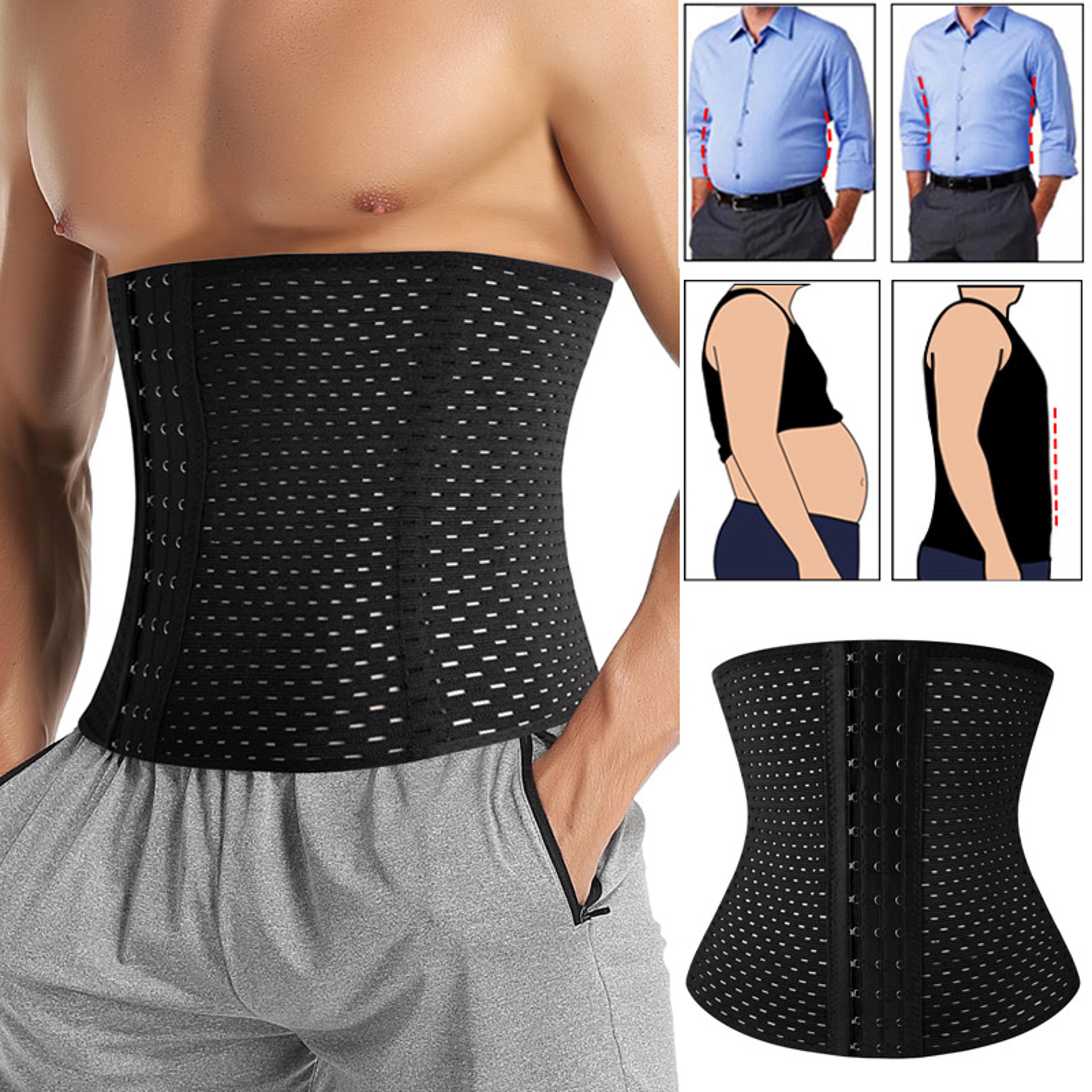 high compression waist trainer belt for men, adjustable slimming support for core strength