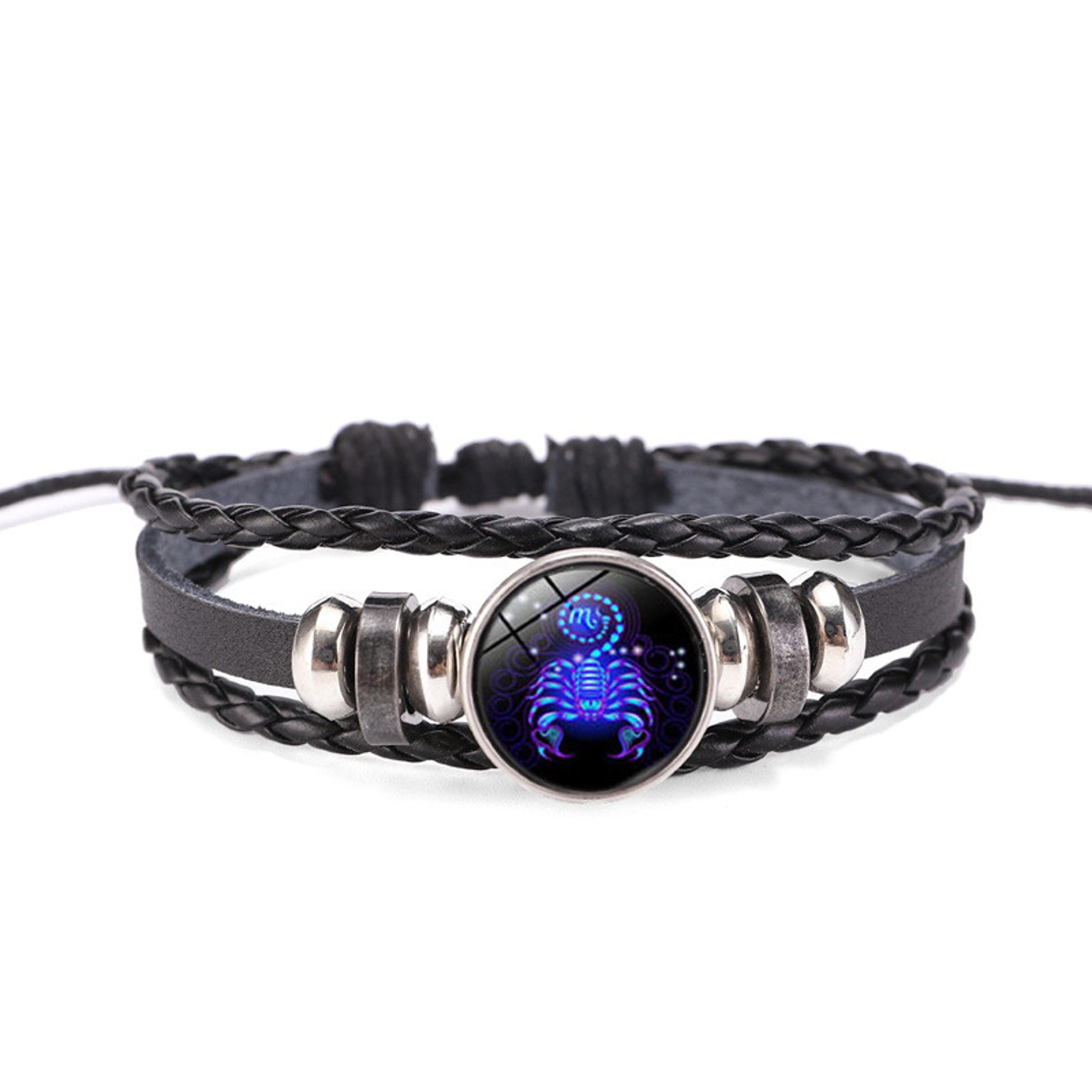 Zodiac Sign Glow Leather Bracelet Personalized Astrology Gift For Daily Style 13