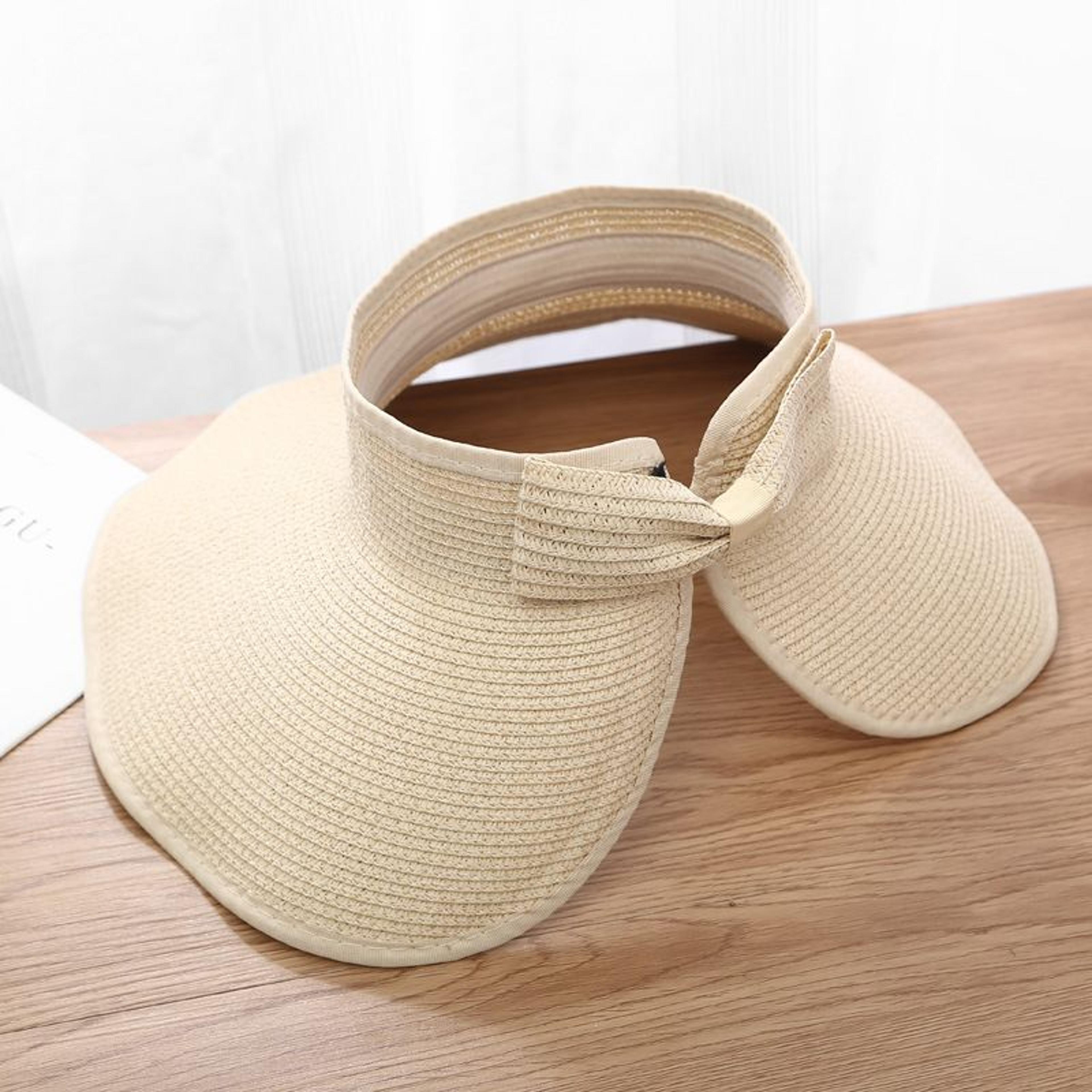 UV Protection Beach Straw Hat For Women Foldable Wide Brim Bowknot Visor Sun Hat For Travel  Summer 11
